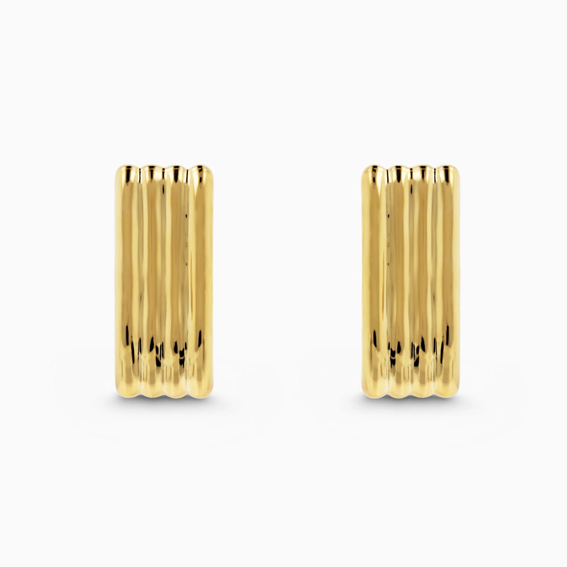 Orecchini a Lobo in Argento 925 placcato Oro Giallo 18Kt Finitura Rigata