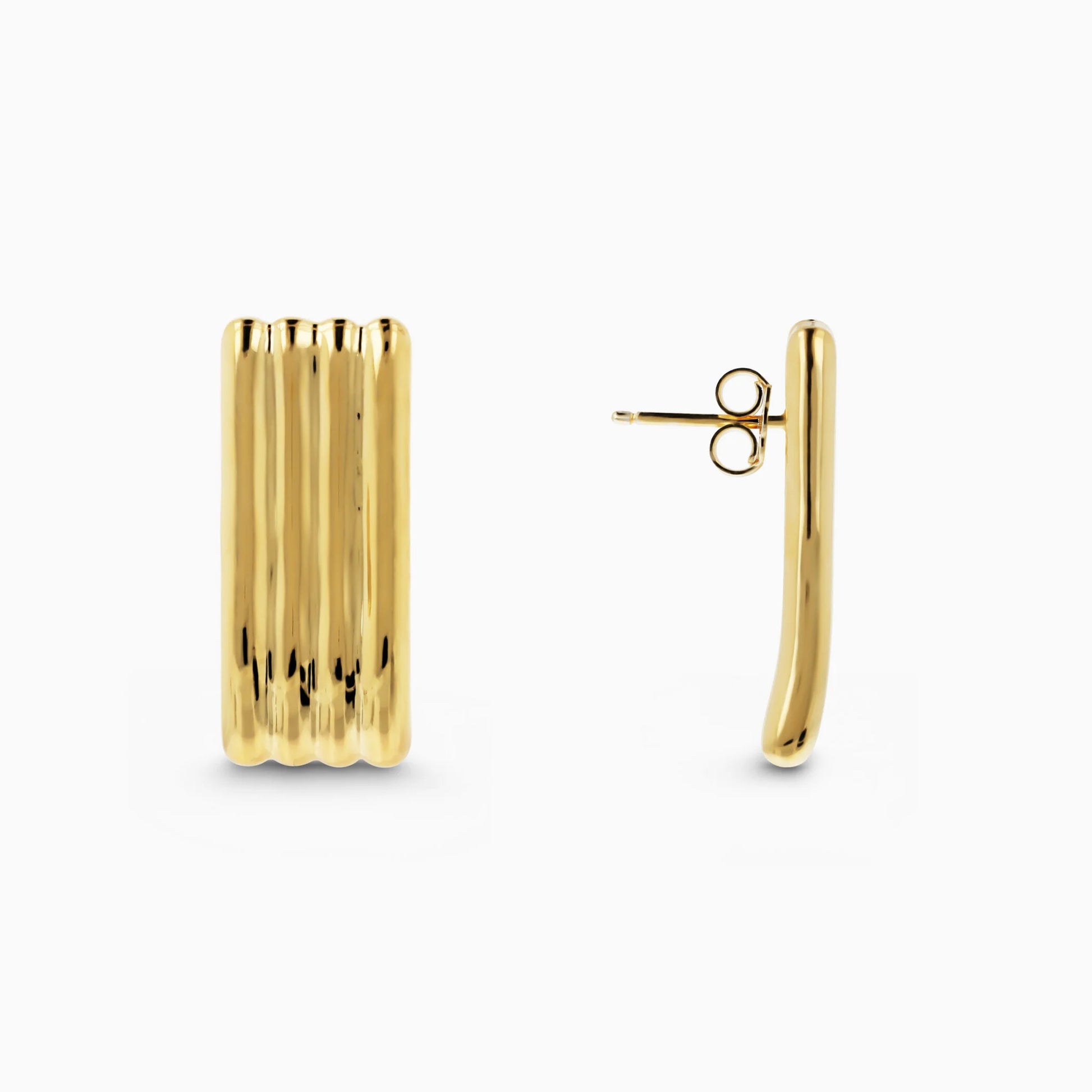 Orecchini a Lobo in Argento 925 placcato Oro Giallo 18Kt Finitura Rigata
