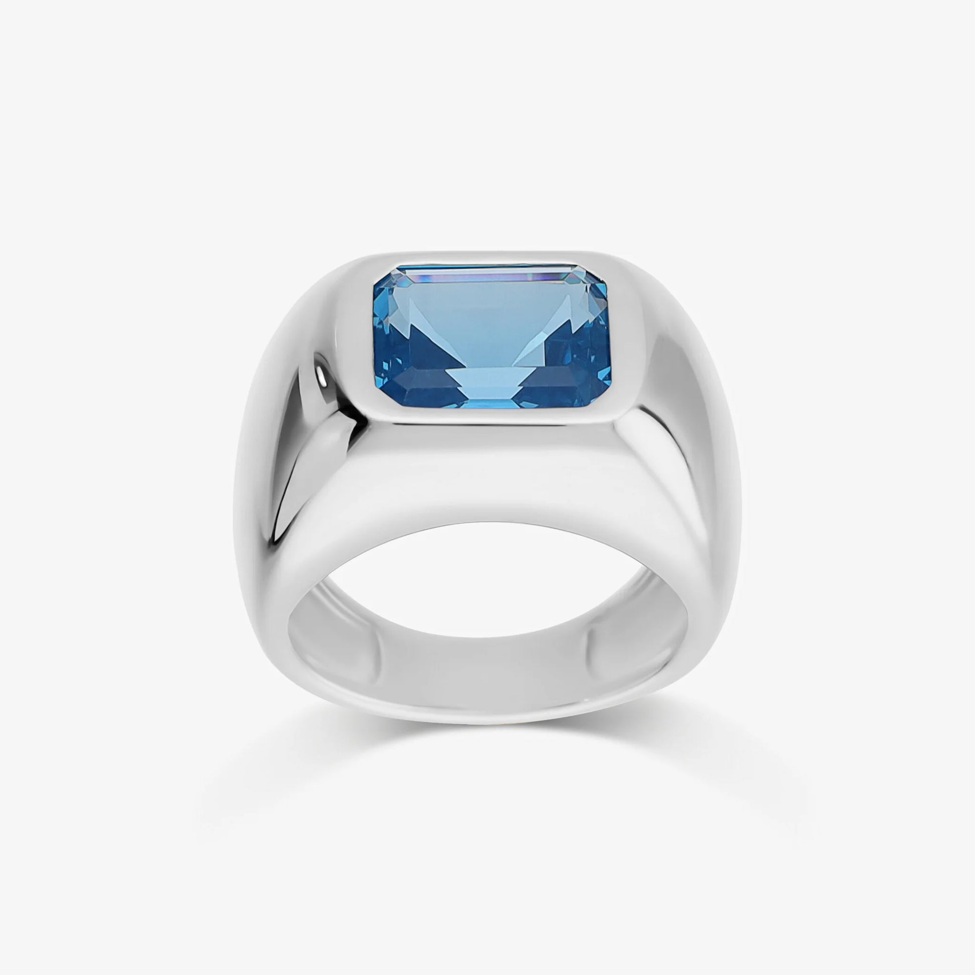 Anello Chevalier in Argento 925 placcato Platino con Prisma Gem Blu
