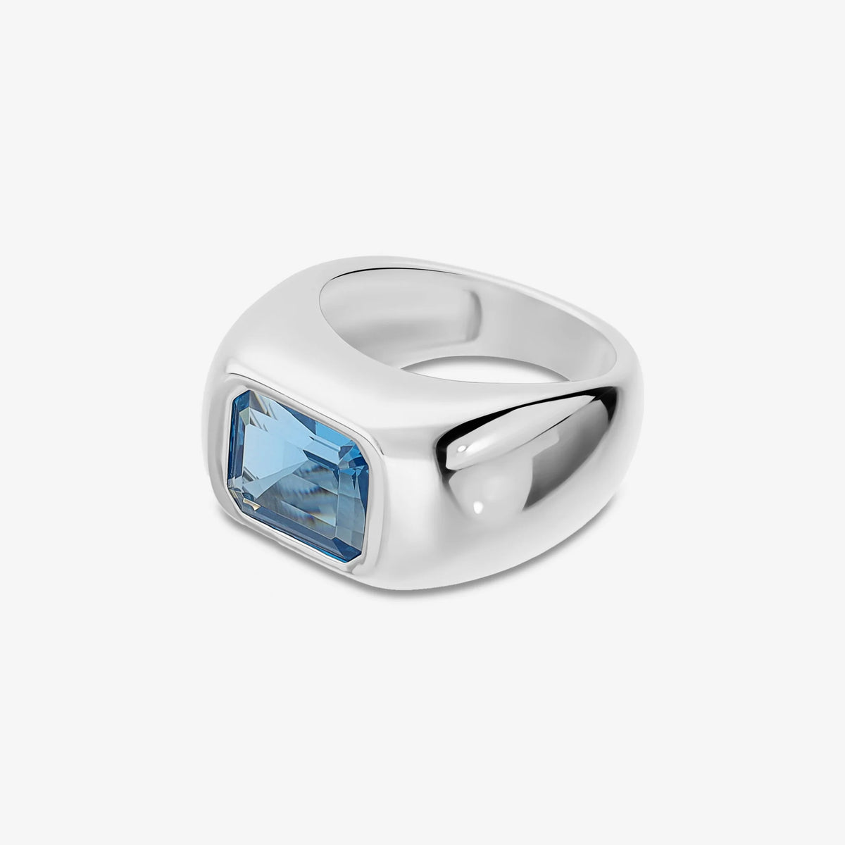 Anello Chevalier in Argento 925 placcato Platino con Prisma Gem Blu