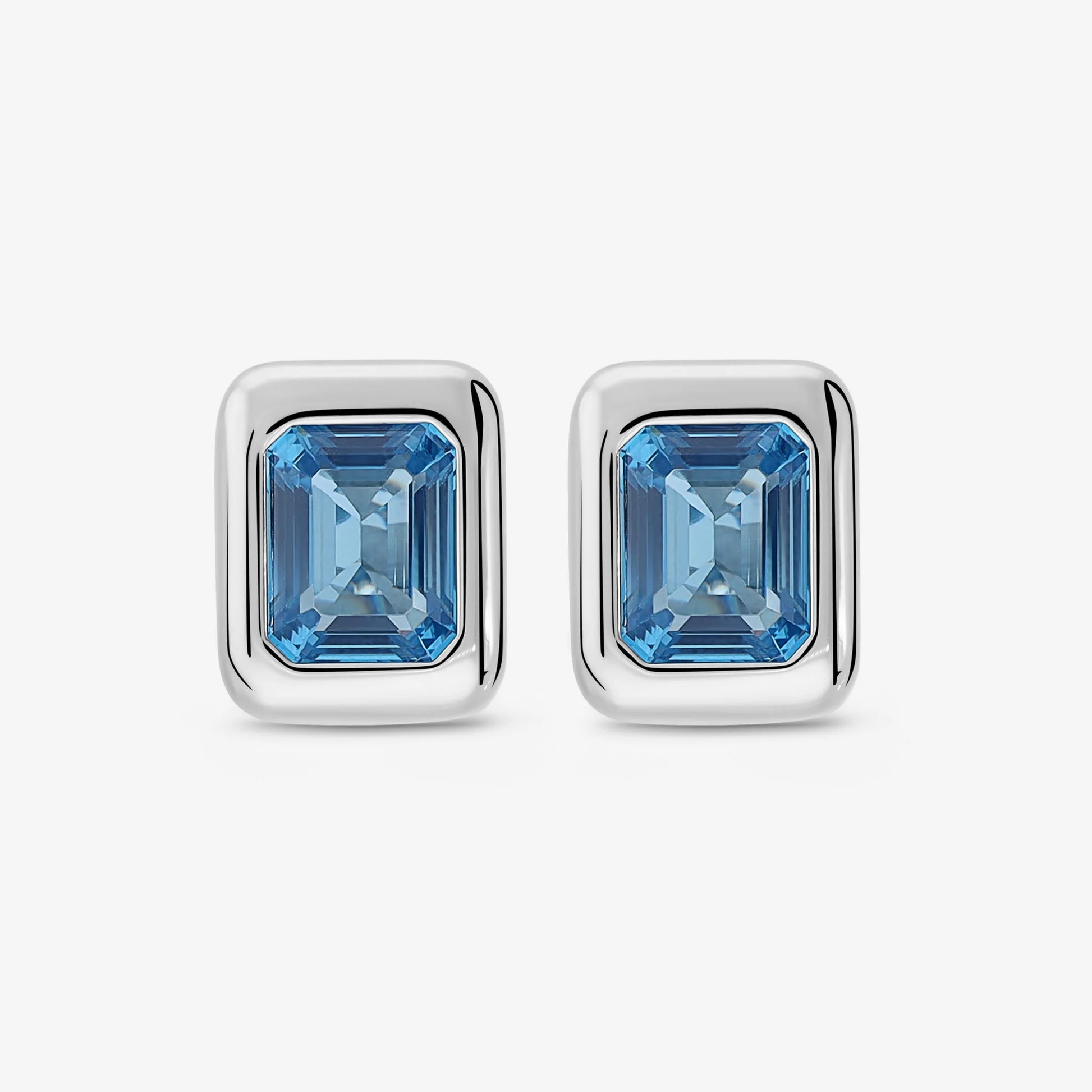 Orecchini a Lobo in Argento 925 placcato Platino con Prisma Gem Blu