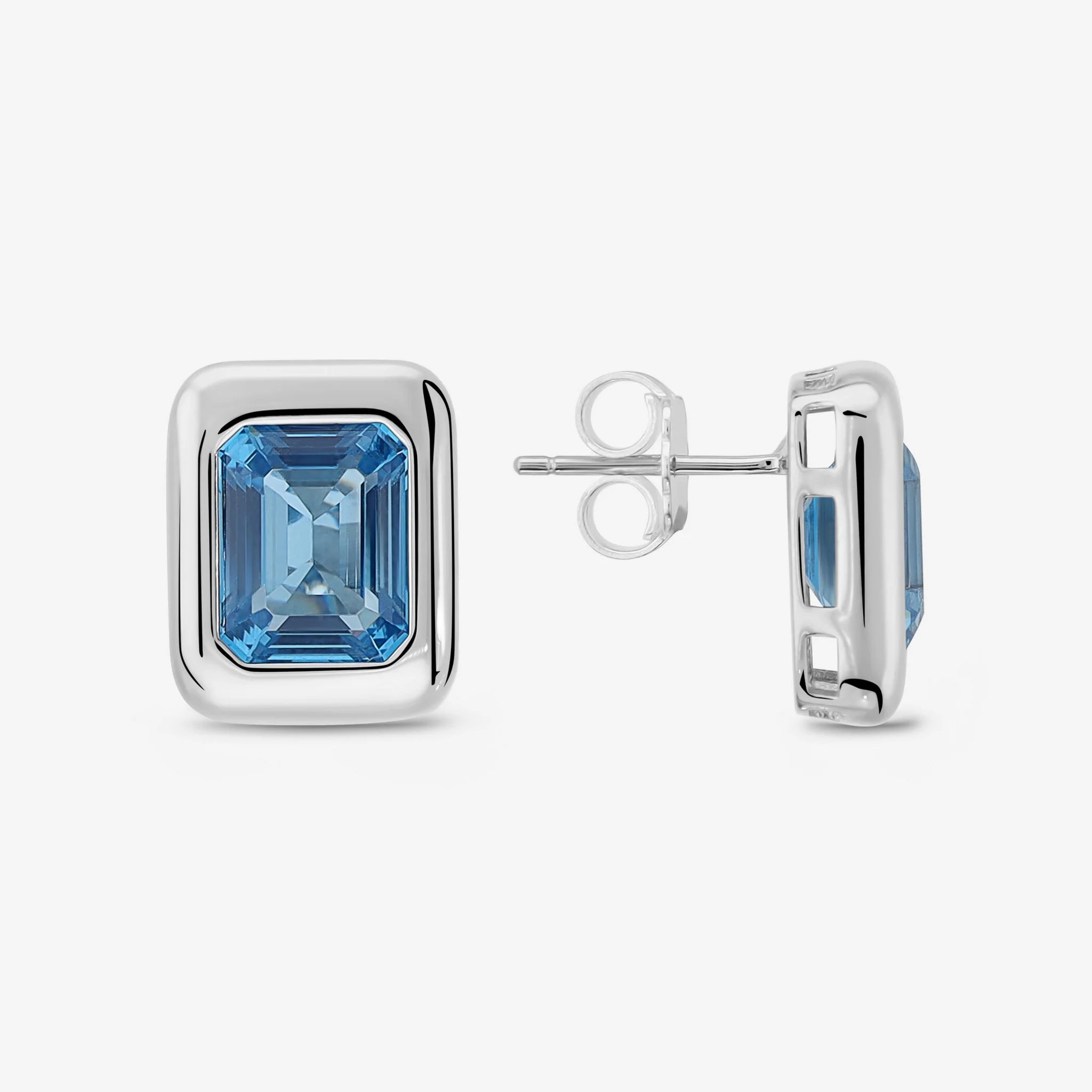 Orecchini a Lobo in Argento 925 placcato Platino con Prisma Gem Blu