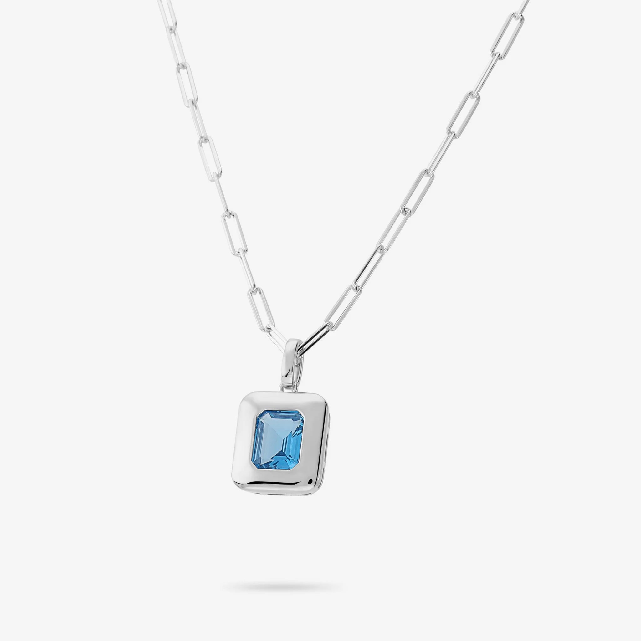 Collana in Argento 925 placcato Platino con Prisma Gem Blu