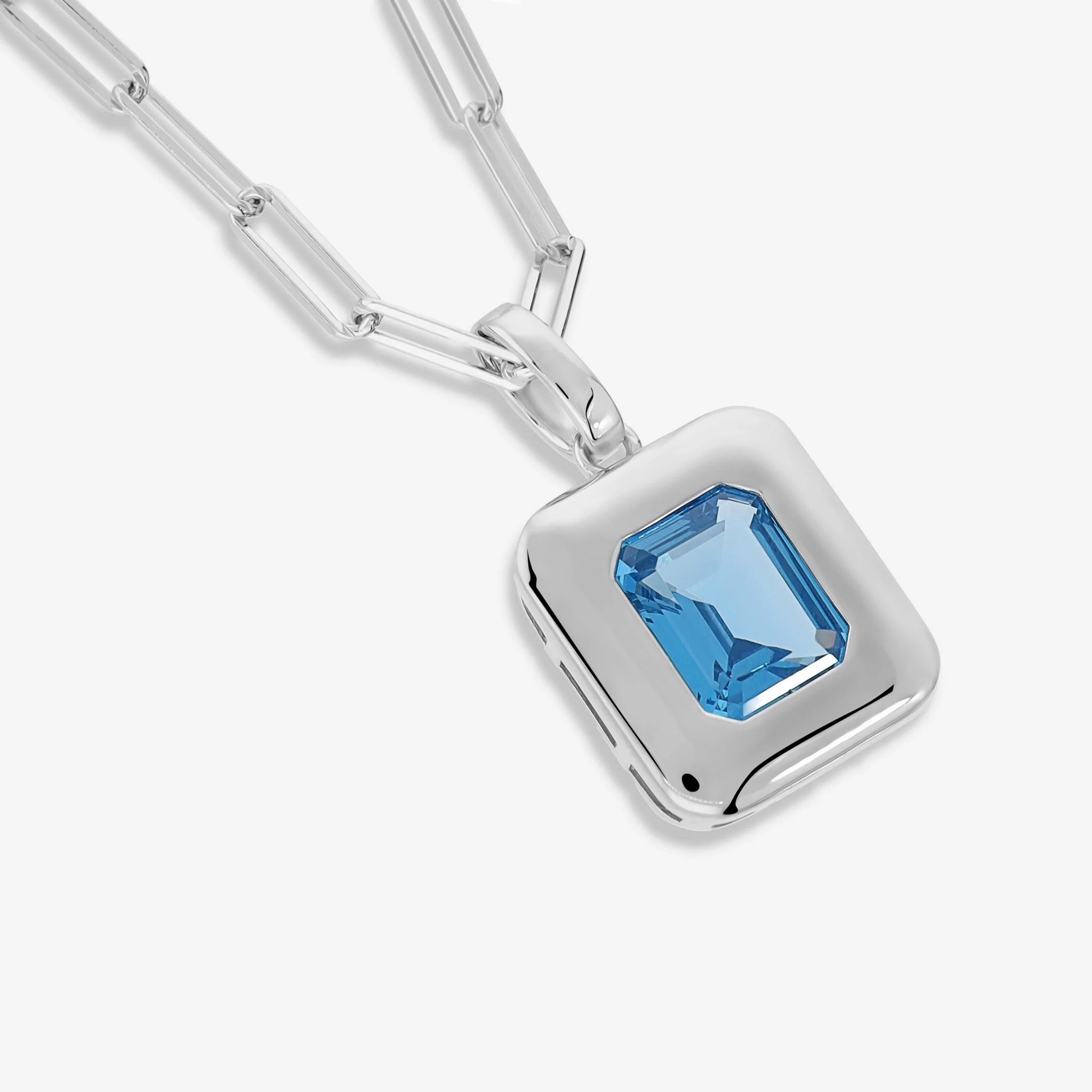 Collana in Argento 925 placcato Platino con Prisma Gem Blu