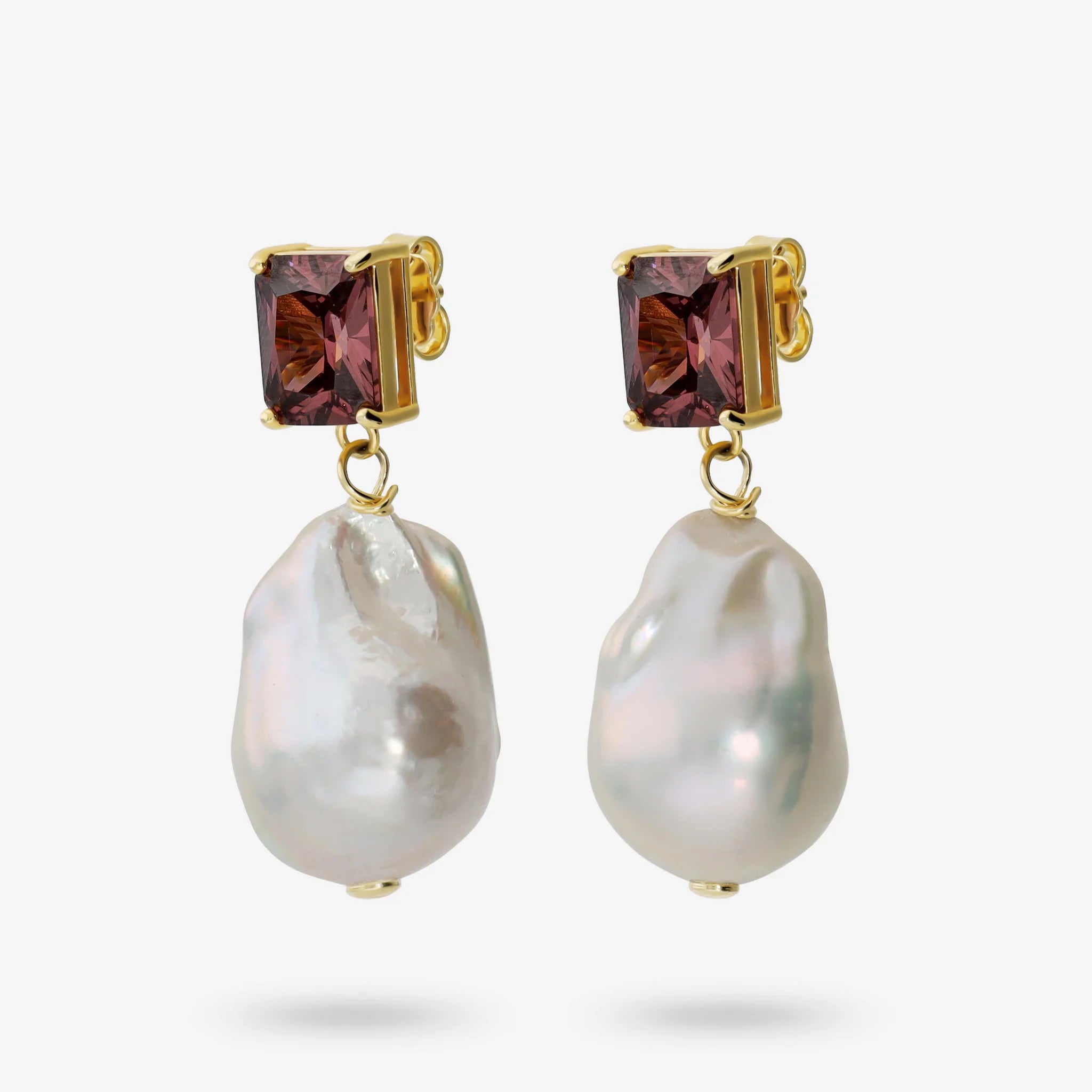 Orecchini Pendenti in Argento 925 placcato Oro Giallo 18Kt con Cubic Zirconia e Perla Scaramazza