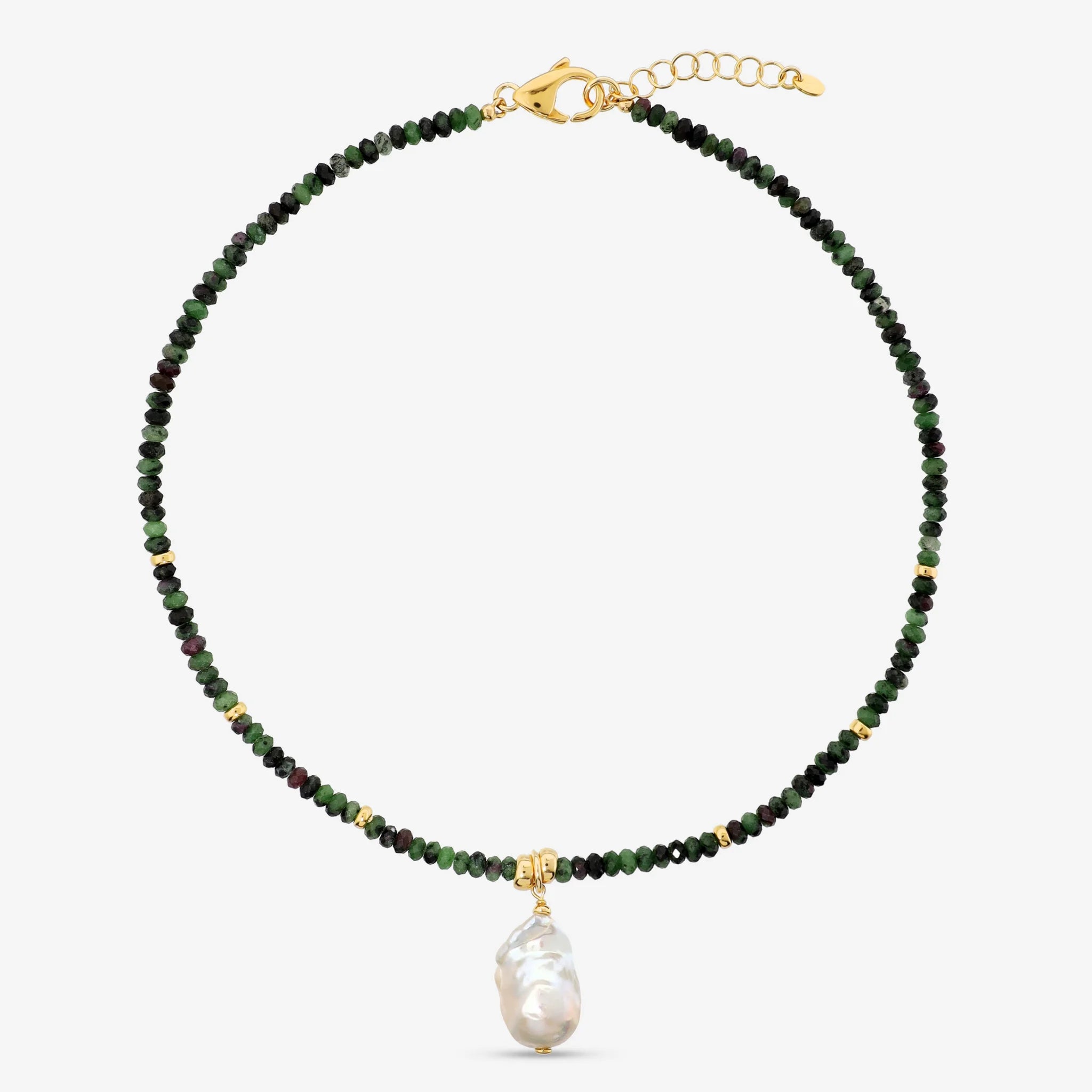 Collana Girocollo con Zoisite Rubino e Perla Bianca Scaramazza d'Acqua Dolce