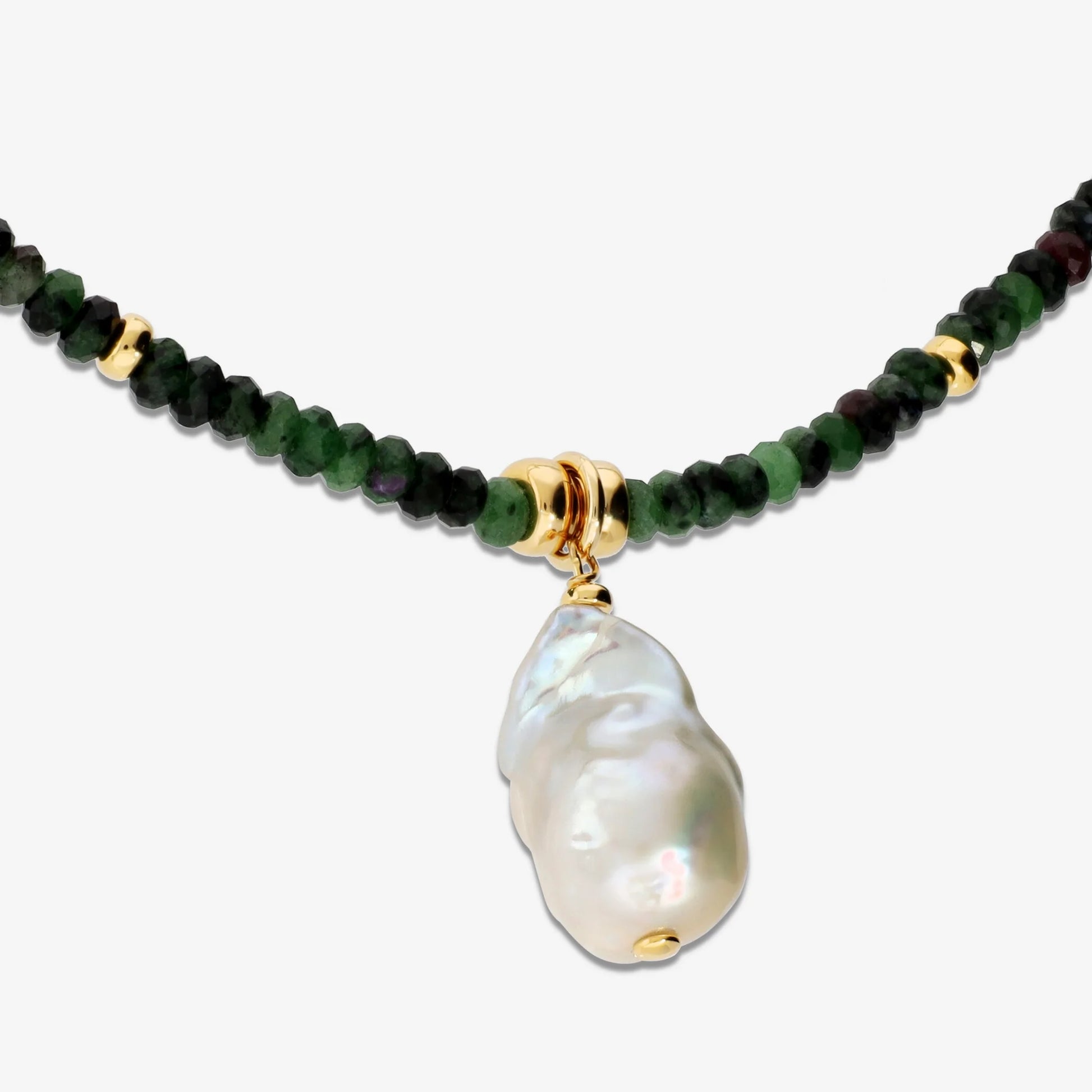 Collana Girocollo con Zoisite Rubino e Perla Bianca Scaramazza d'Acqua Dolce