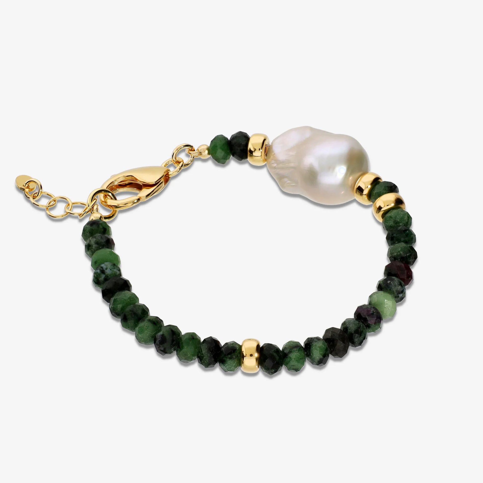Bracciale con Zoisite Rubino e Perla Bianca Scaramazza d'Acqua Dolce