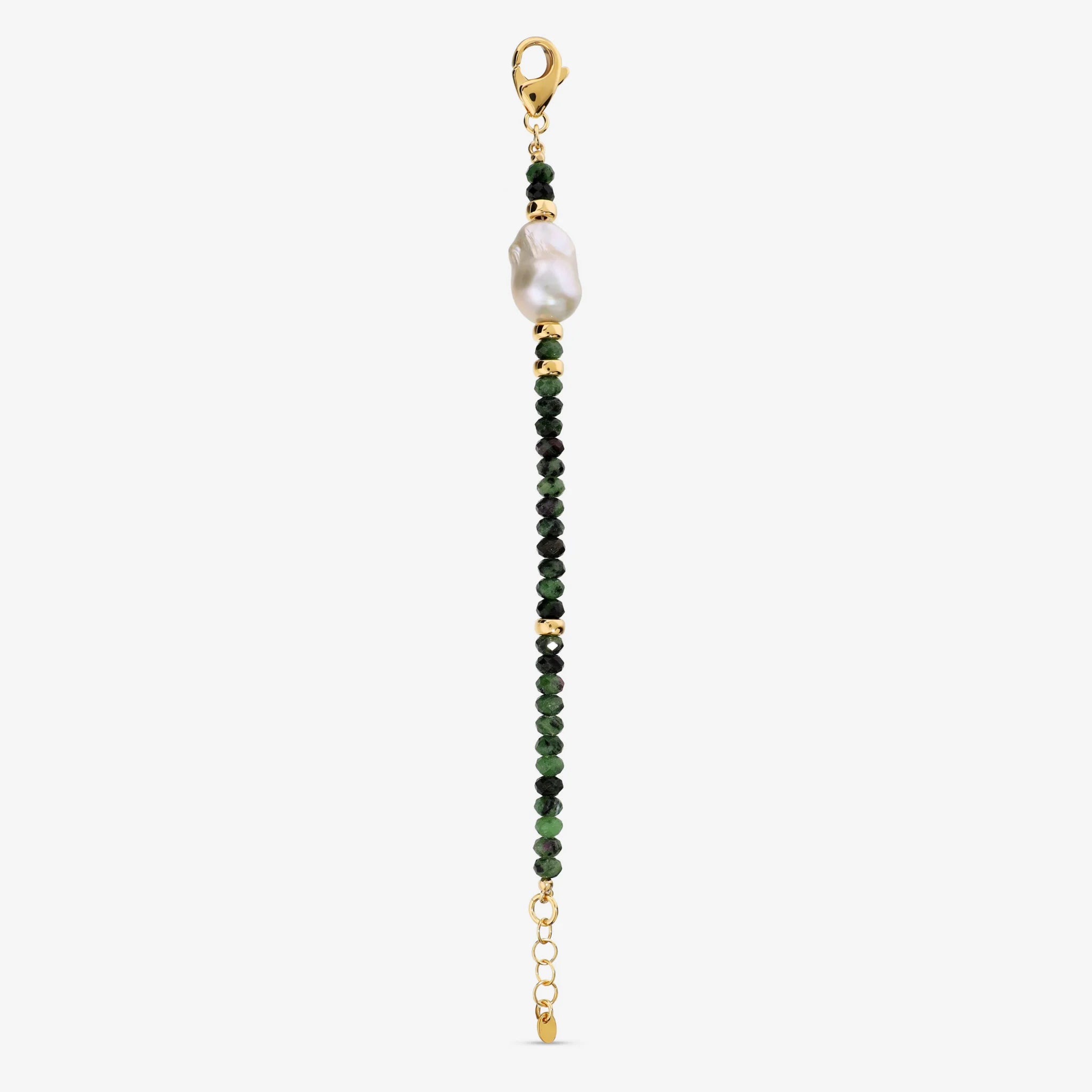 Bracciale con Zoisite Rubino e Perla Bianca Scaramazza d'Acqua Dolce
