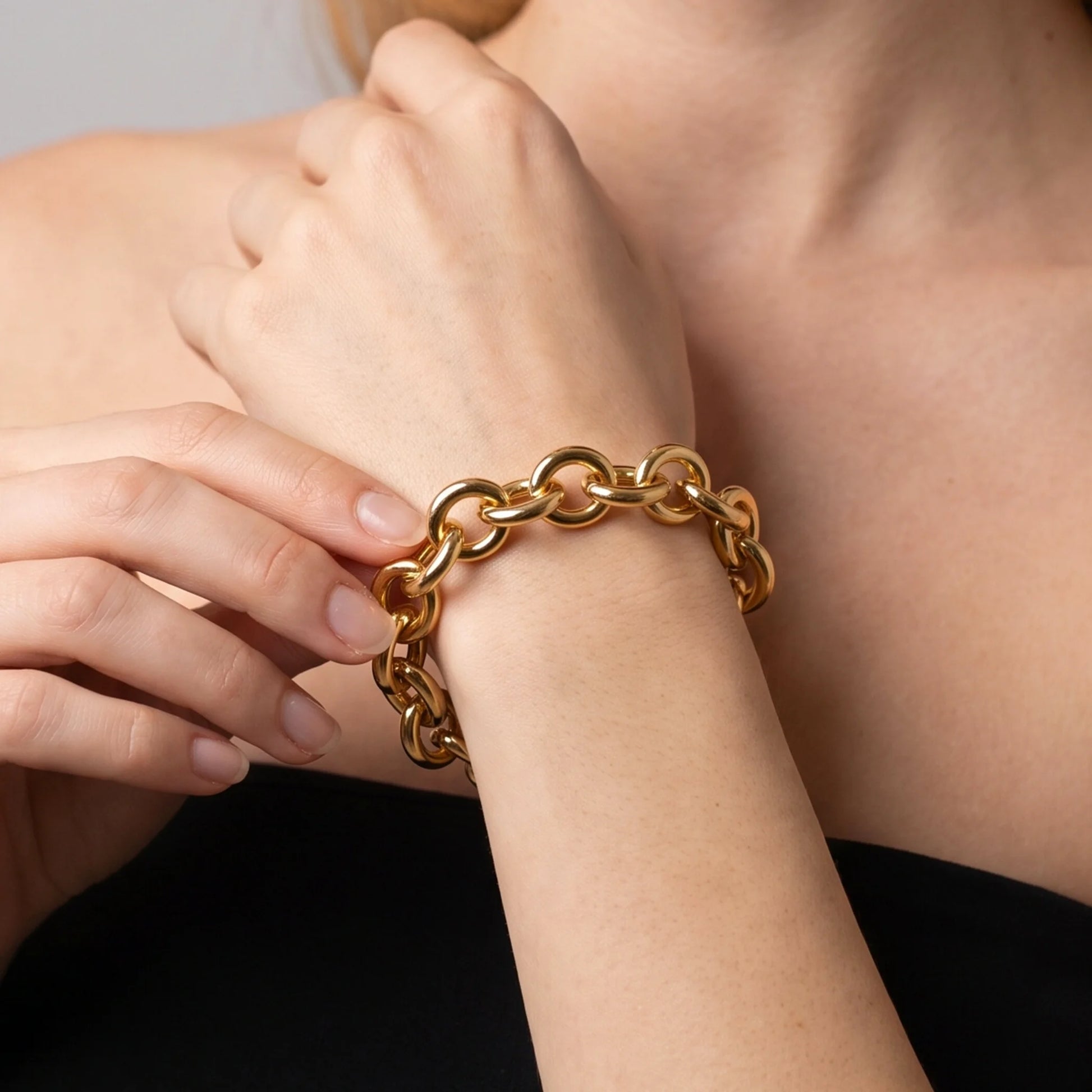 Bracciale Maglia Rolo Ovale Lucida