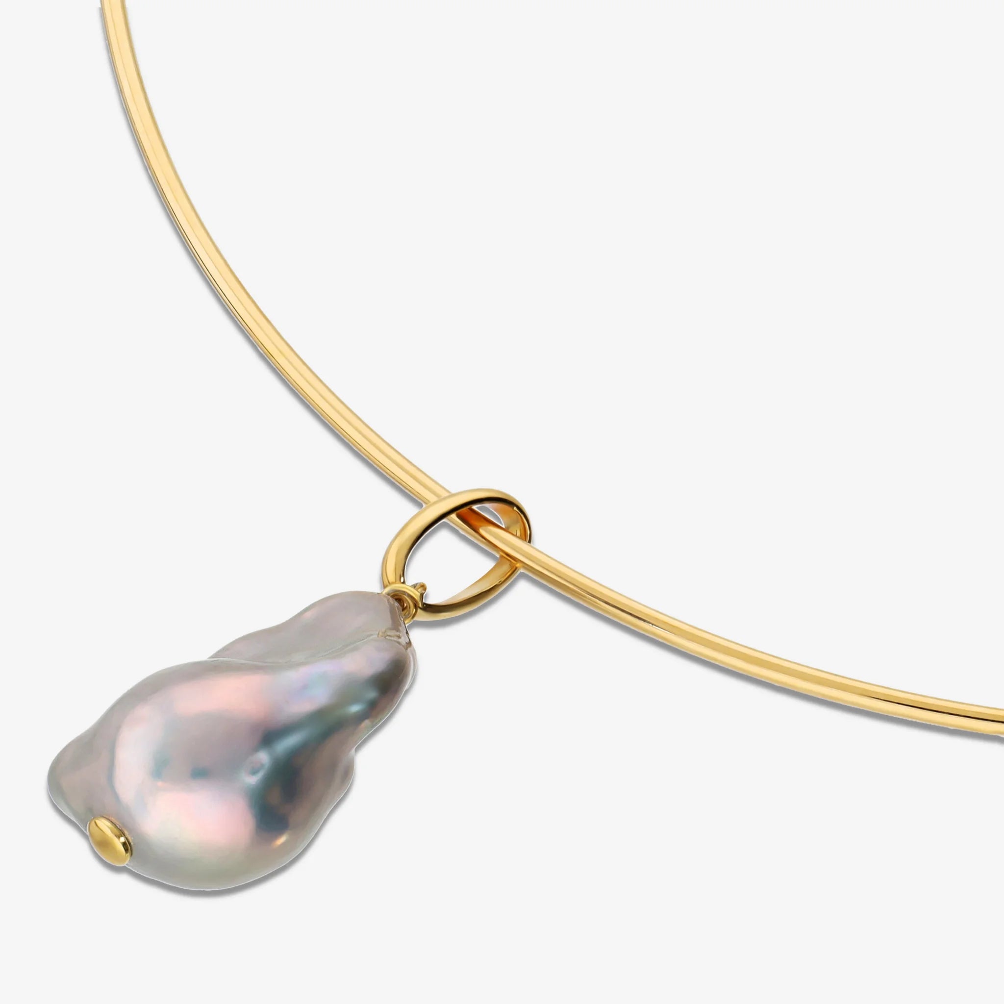 Collana Rigida con Perla Scaramazza Grigia d'Acqua Dolce Ø 14/17 mm