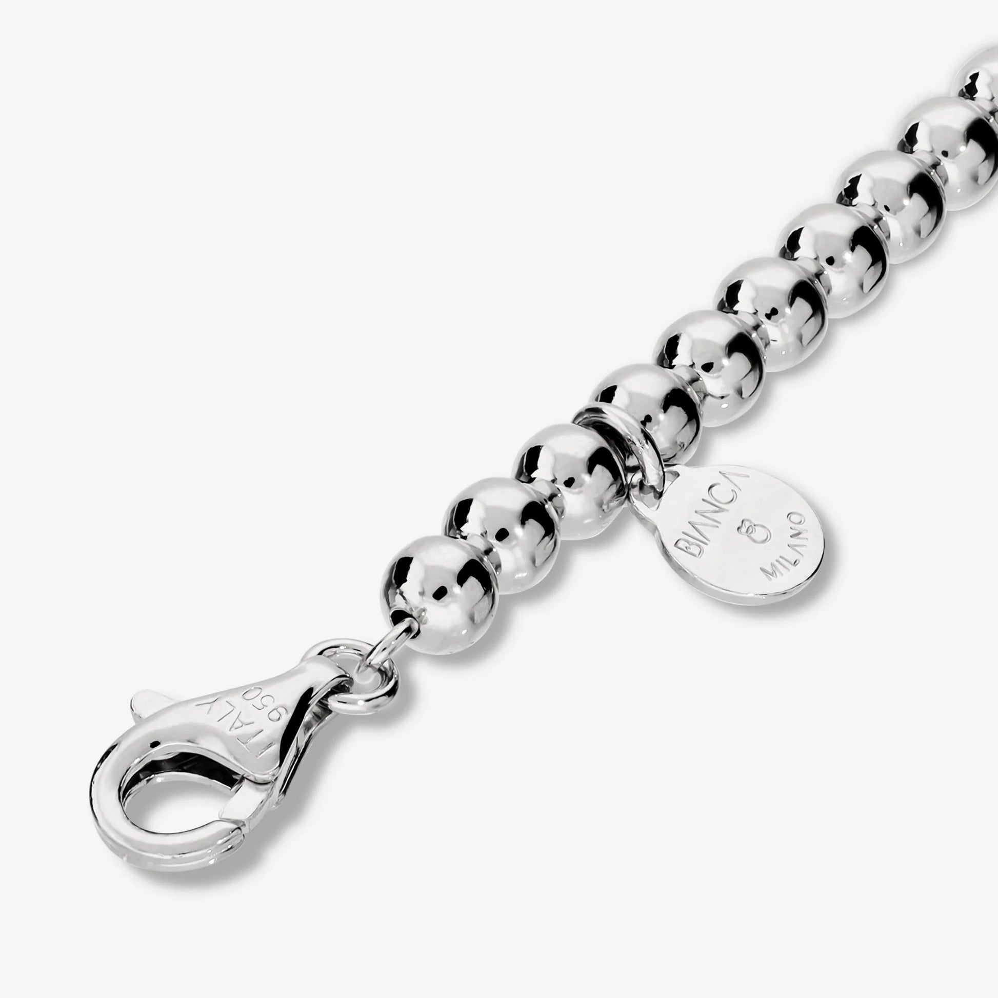 Bracciale di Bead Lucide in Argento 925 placcato Platino
