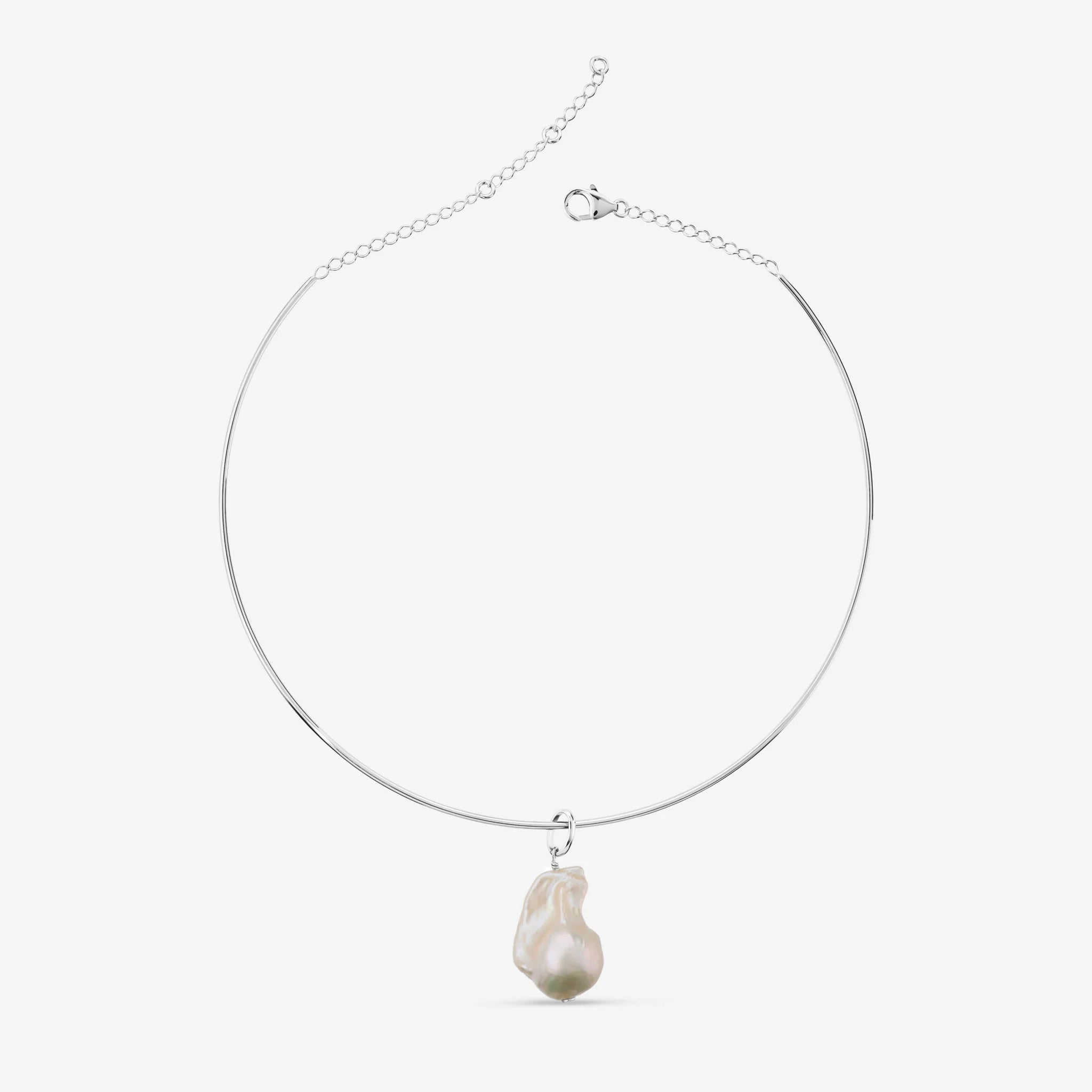 Collana Rigida con Perla Scaramazza Bianca d'Acqua Dolce Ø 14/17 mm