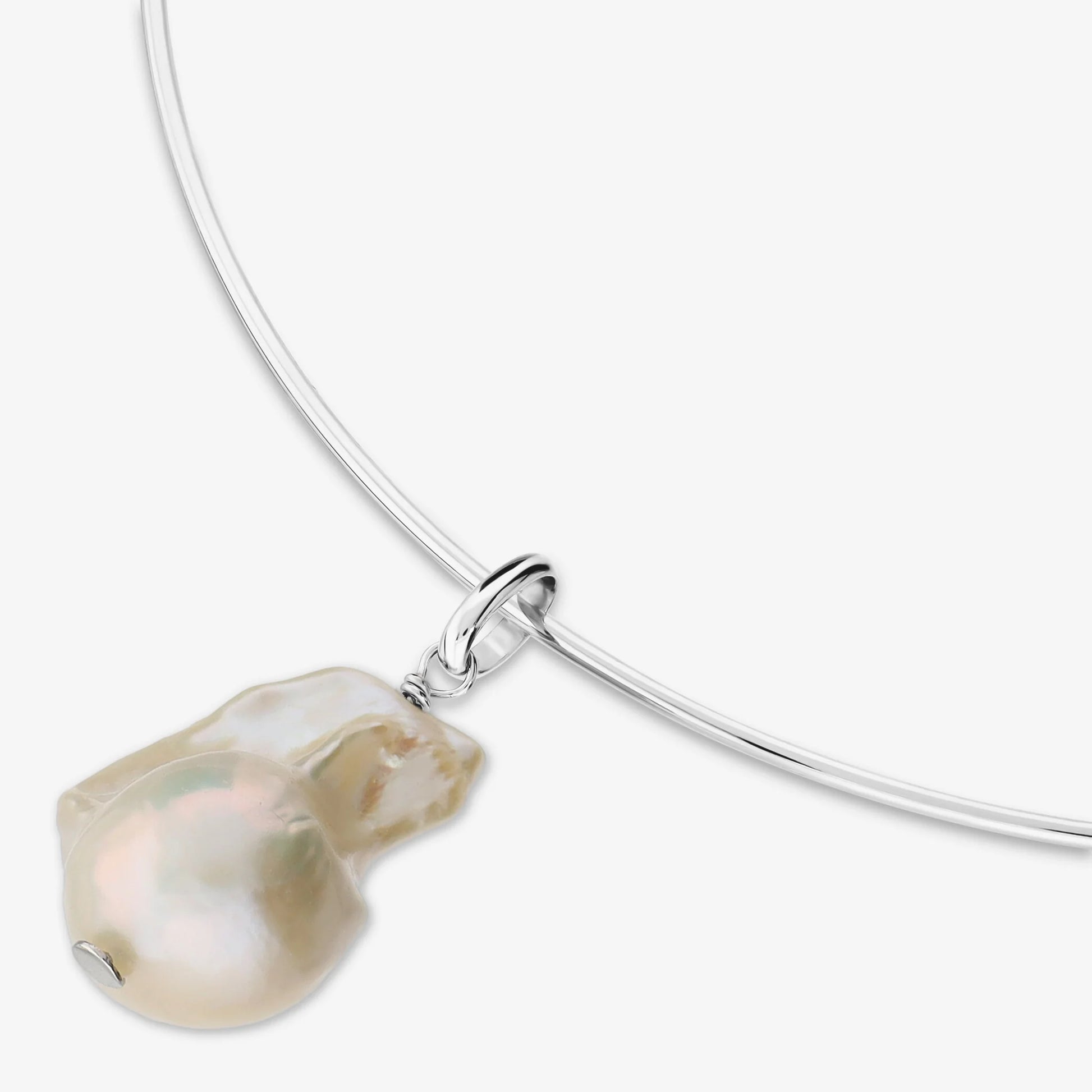 Collana Rigida con Perla Scaramazza Bianca d'Acqua Dolce Ø 14/17 mm