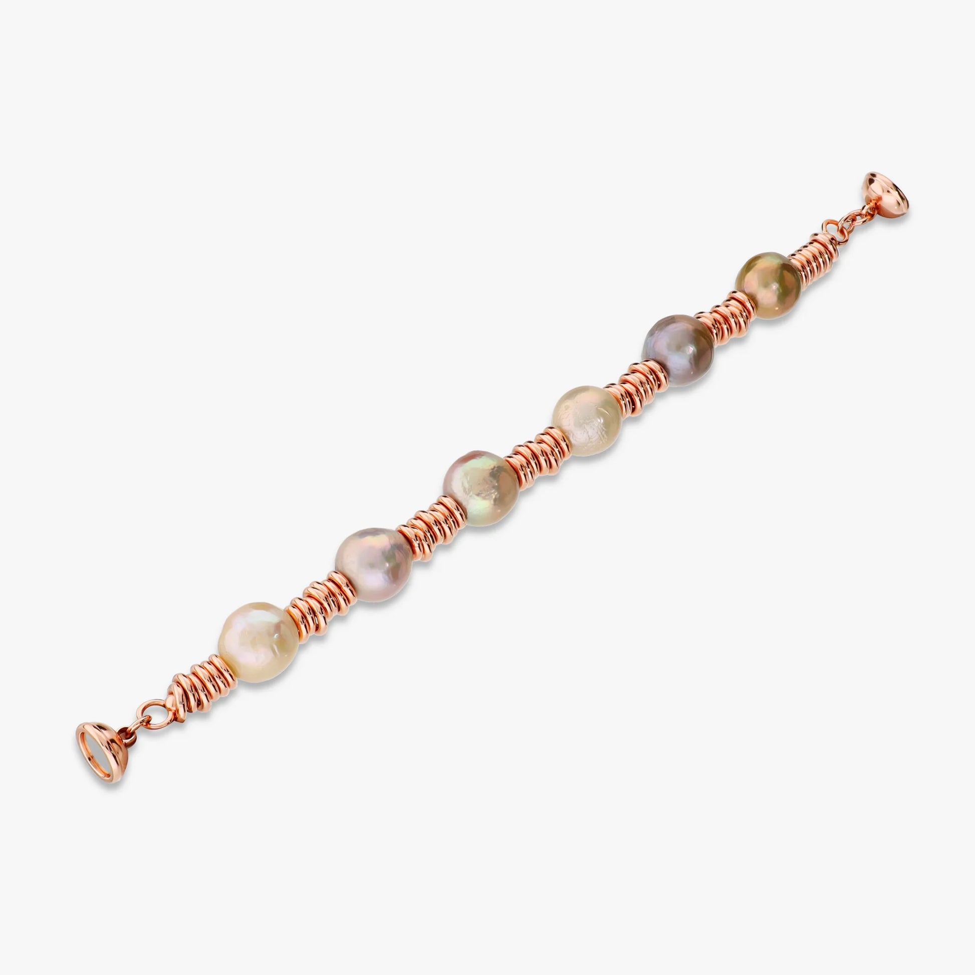 Bracciale con Rondelle Lucide e Perle Ming Multicolor Ø 12/13 mm