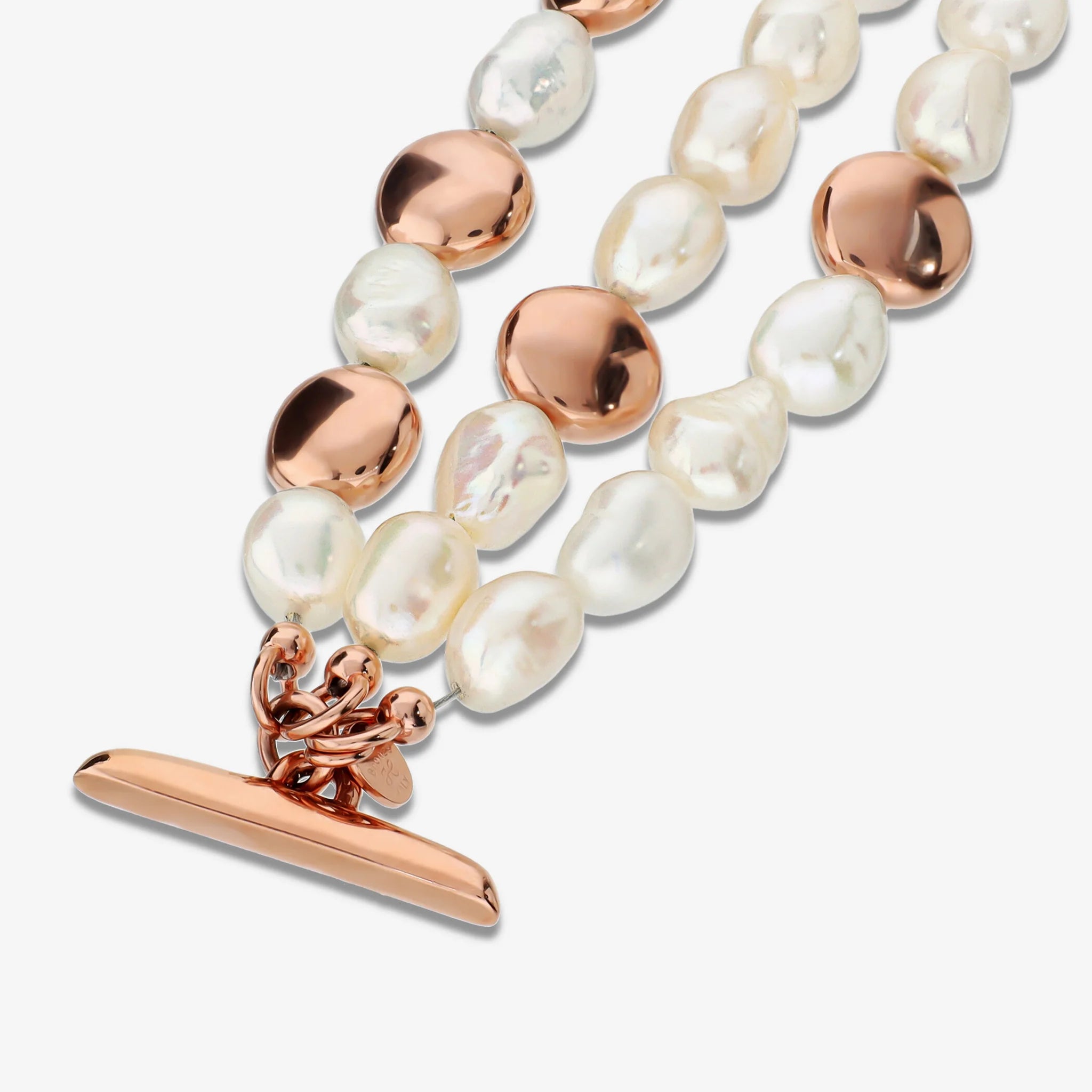 Bracciale Multifilo con Pepite Lucide e Perle Barocche Ø 8/9 mm