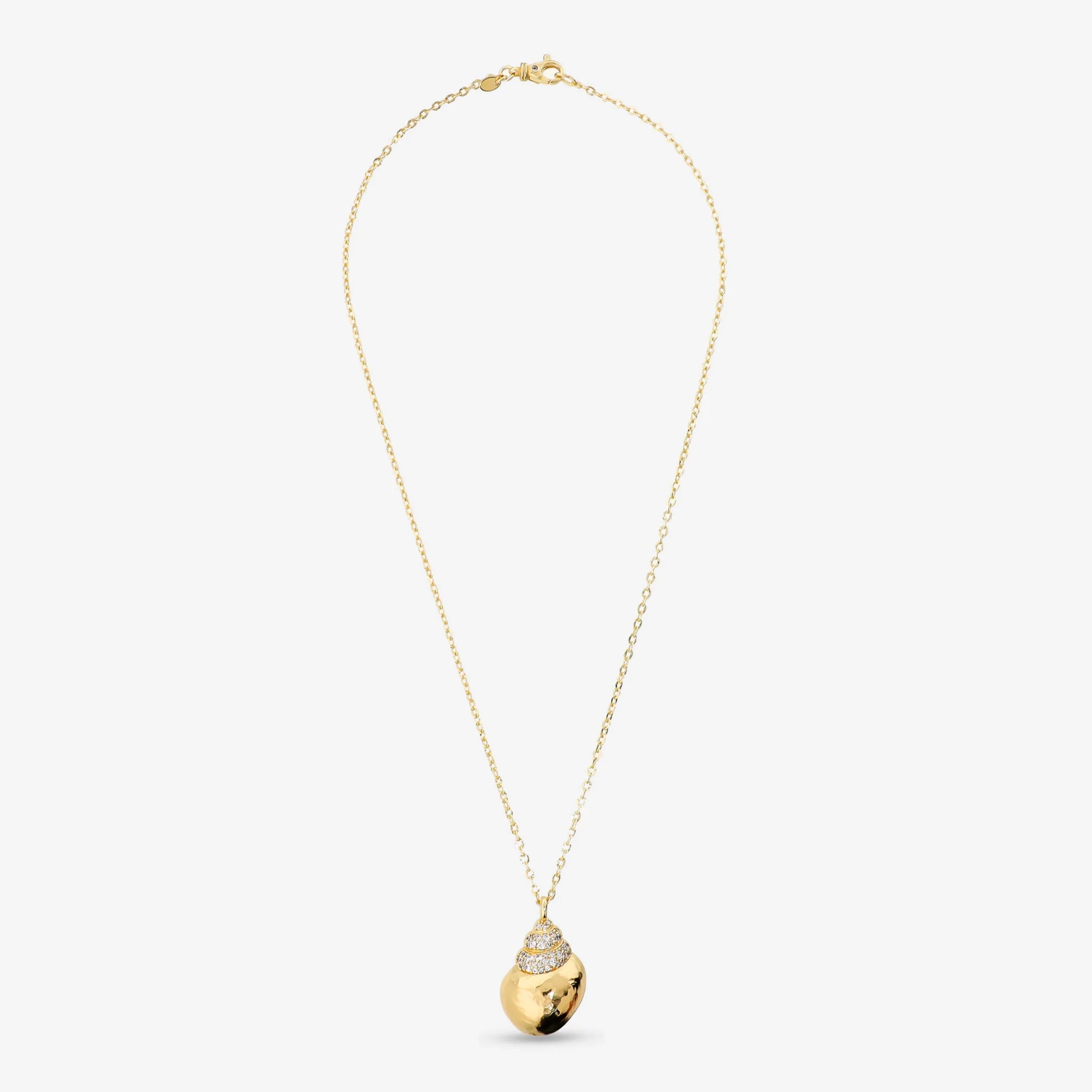 Collana Maglia Forzatina Diamantata con Ciondolo Conchiglia e Pavé in Cubic Zirconia
