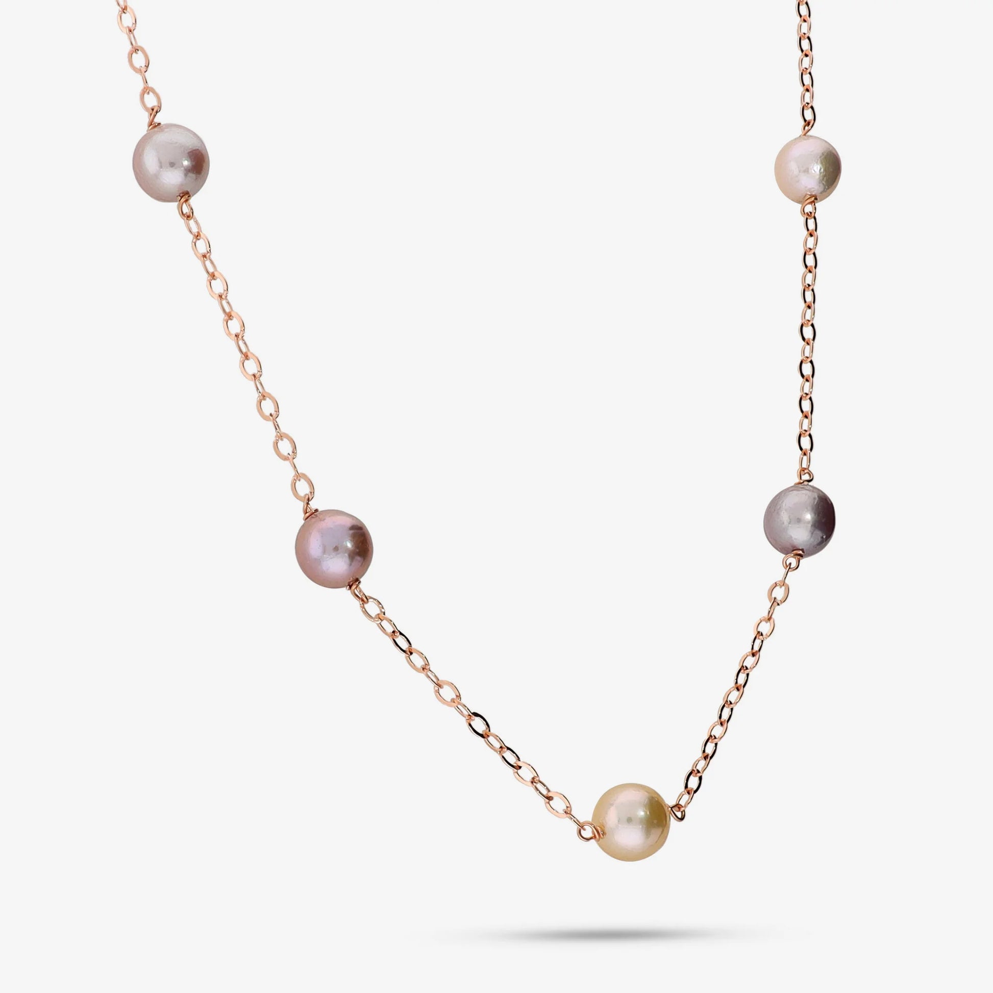 Collana Lunga con Perle Ming d'Acqua Dolce Multicolor Ø 10/11 mm