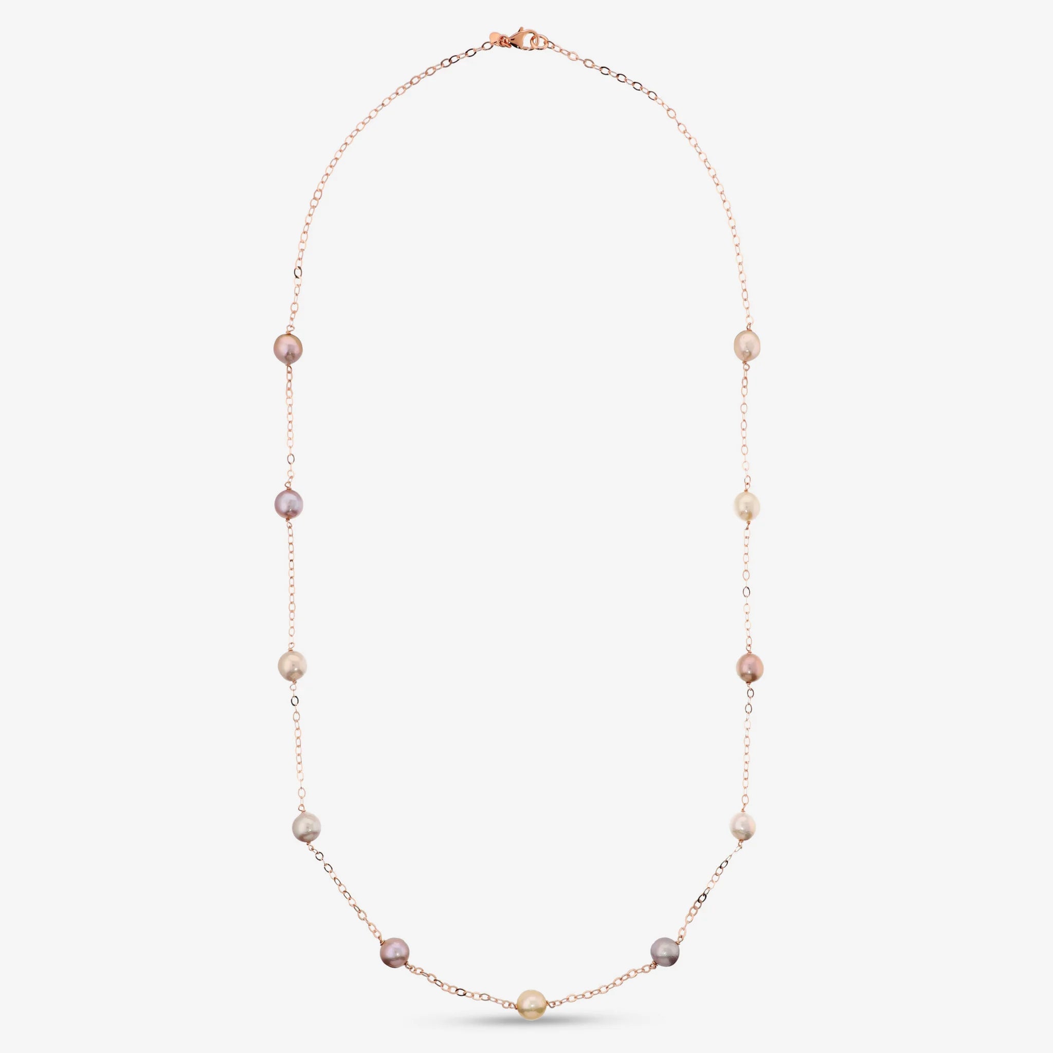 Collana Lunga con Perle Ming d'Acqua Dolce Multicolor Ø 10/11 mm