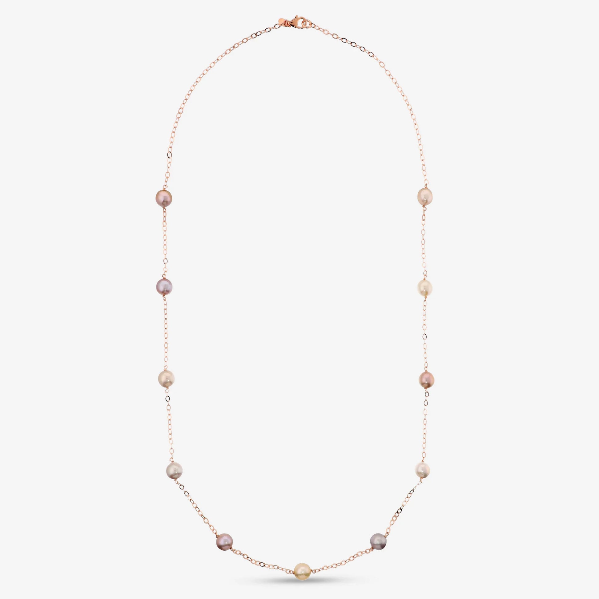 Collana Lunga con Perle Ming d'Acqua Dolce Multicolor Ø 10/11 mm