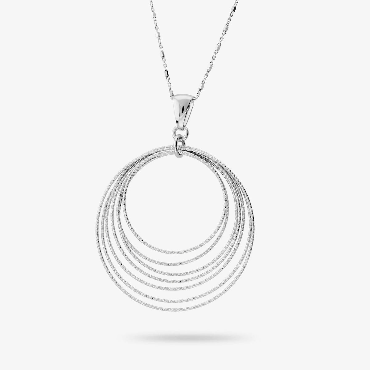 Collana Lunga in Argento 925 placcato Platino con Pendente Multifilo Graduato Diamantato
