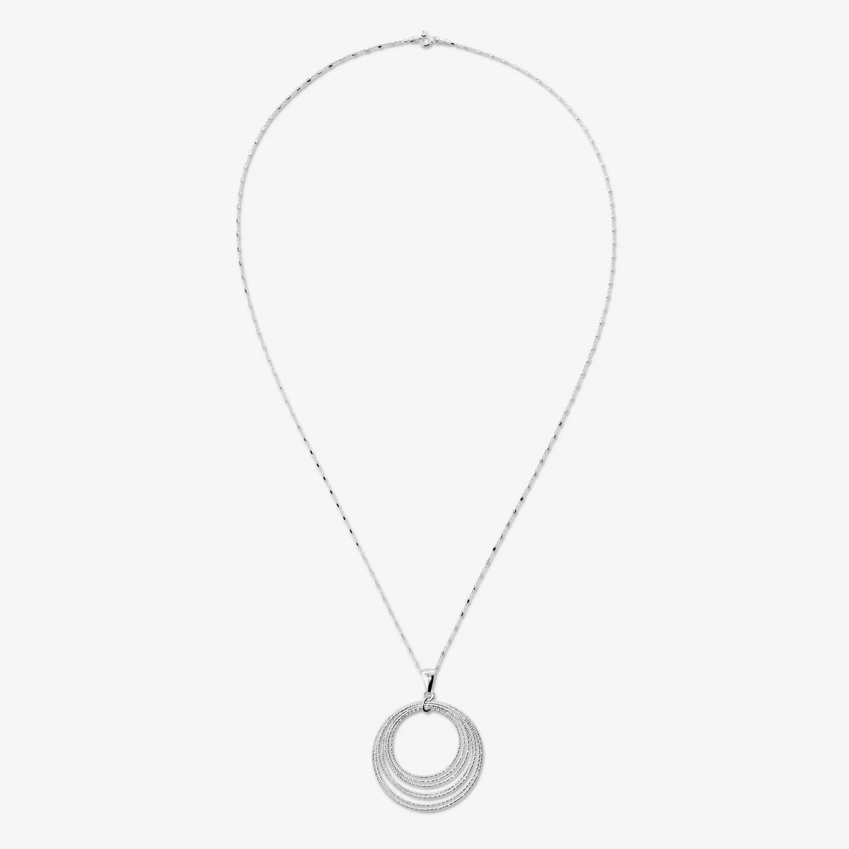 Collana Lunga in Argento 925 placcato Platino con Pendente Multifilo Graduato Diamantato