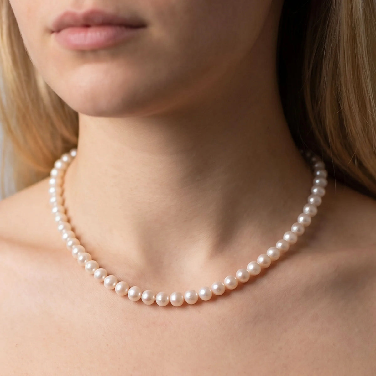 Collana Girocollo in Argento 925 con Perle Ming Ø 7/8 mm