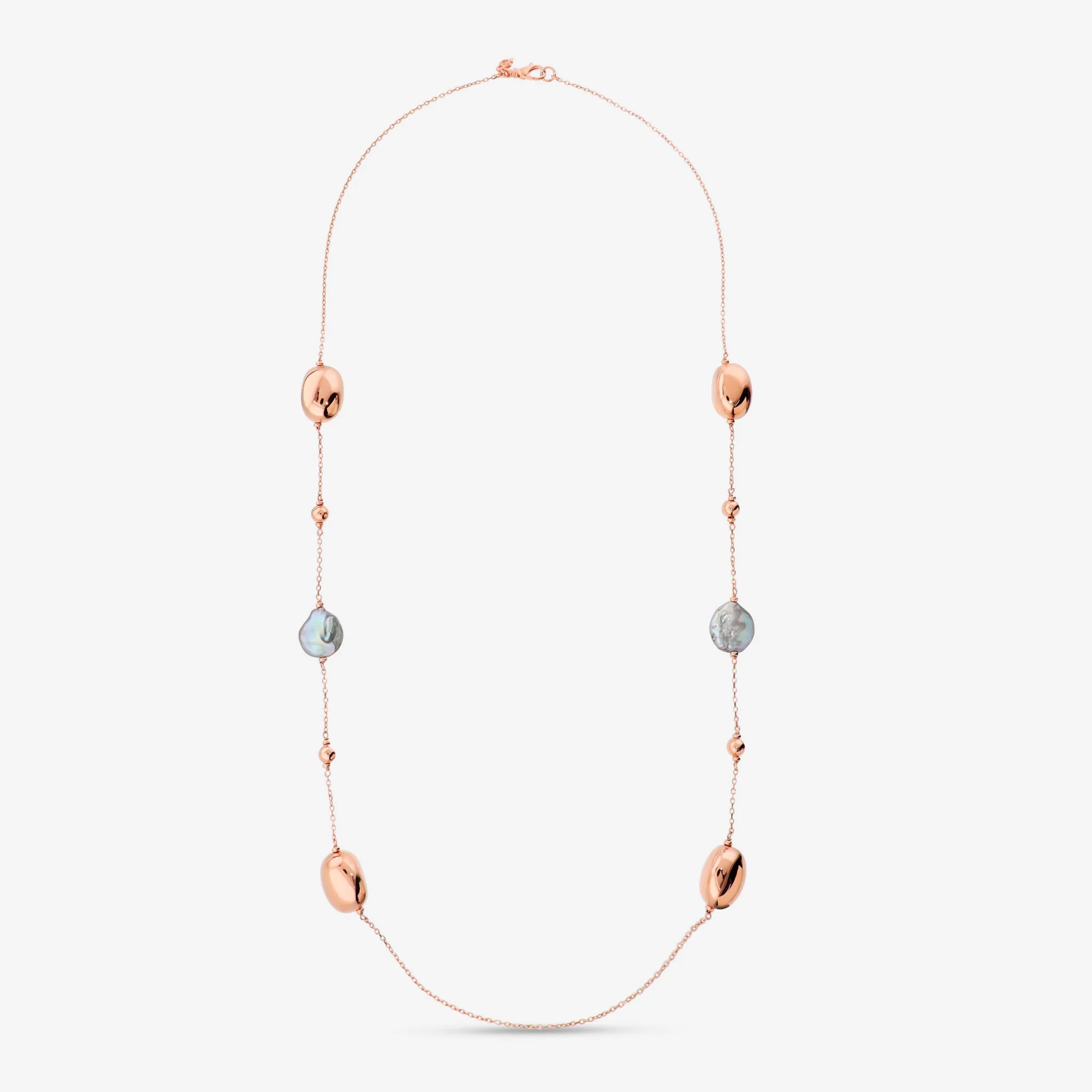 Collana Lunga con Pepite Lucide e Perle d'Acqua Dolce Ø 17 mm