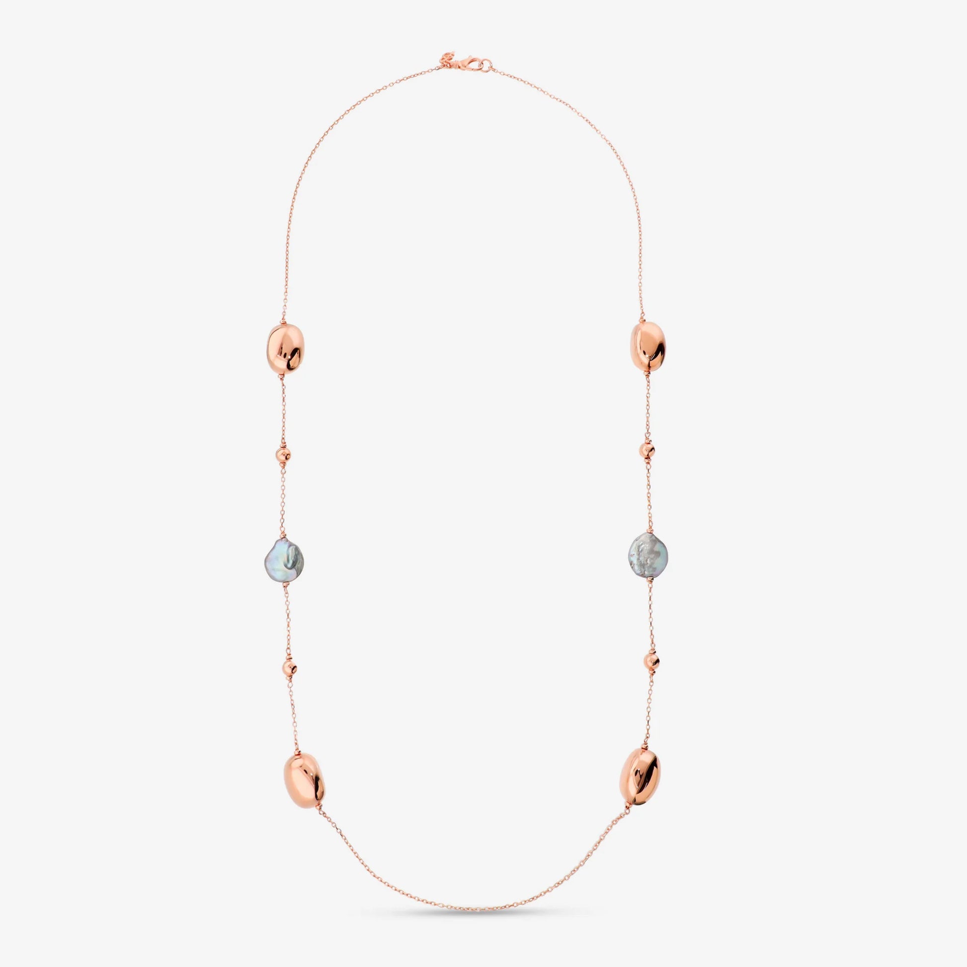 Collana Lunga con Pepite Lucide e Perle d'Acqua Dolce Ø 17 mm