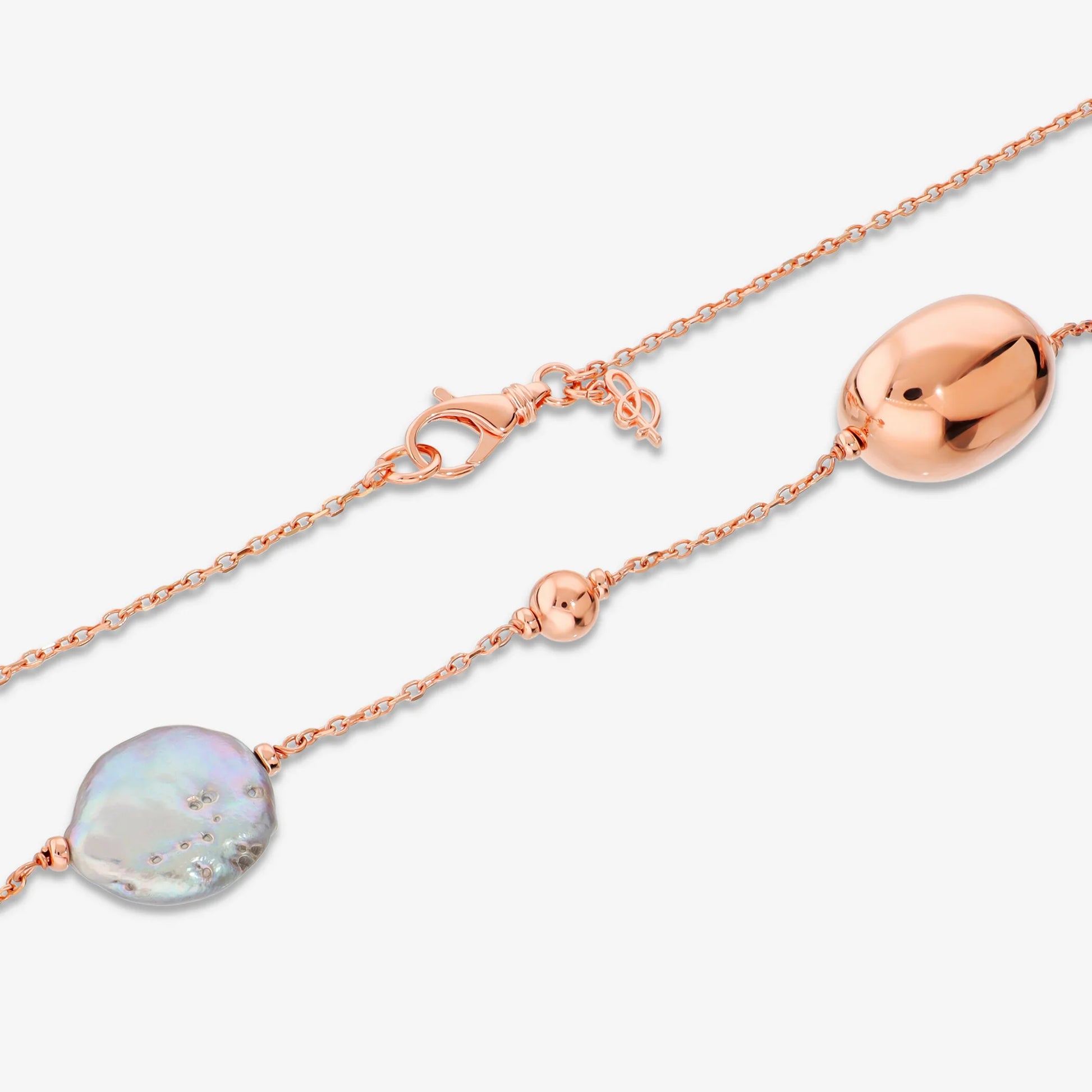 Collana Lunga con Pepite Lucide e Perle d'Acqua Dolce Ø 17 mm
