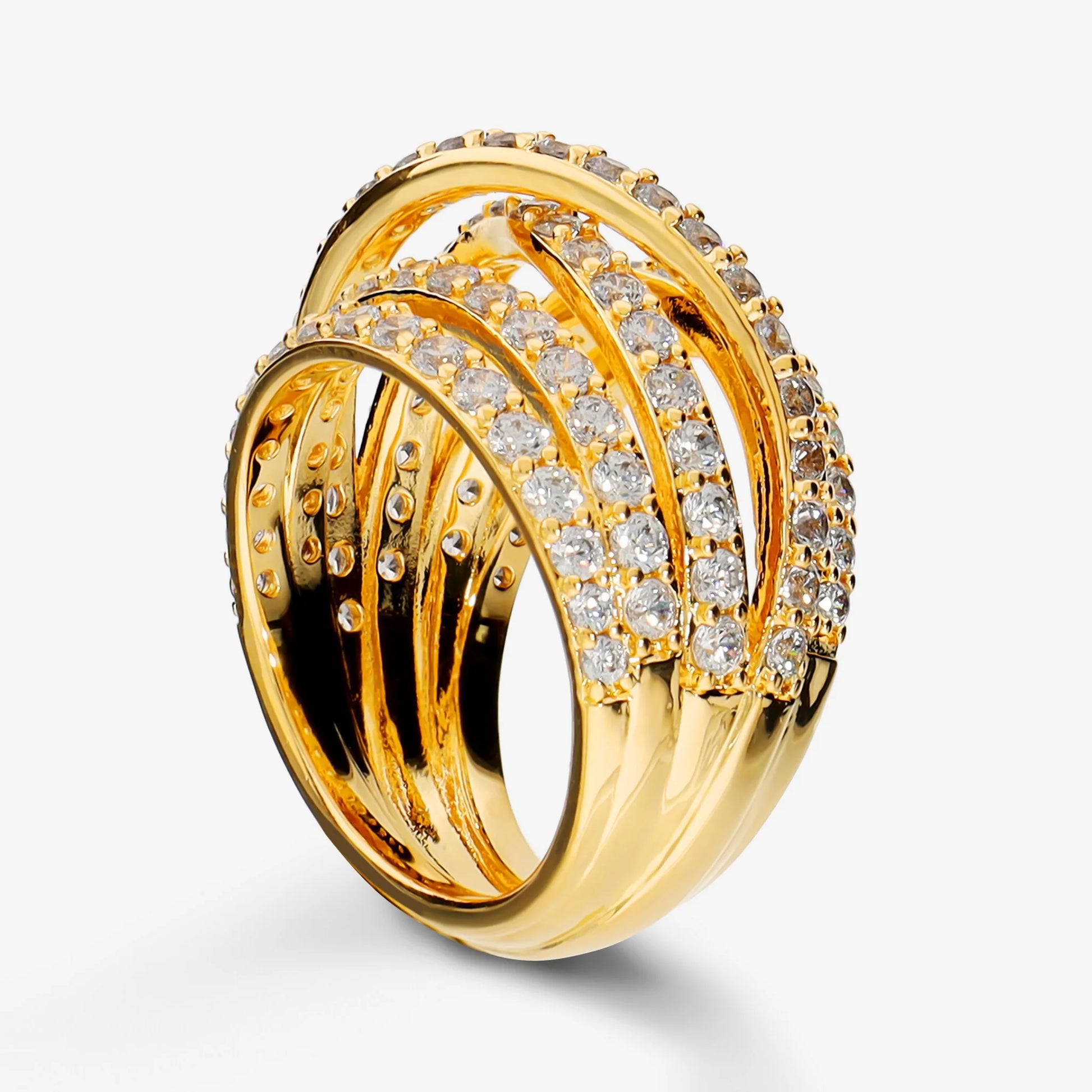 Anello a Fascia Multifilo Incrociato con Cubic Zirconia