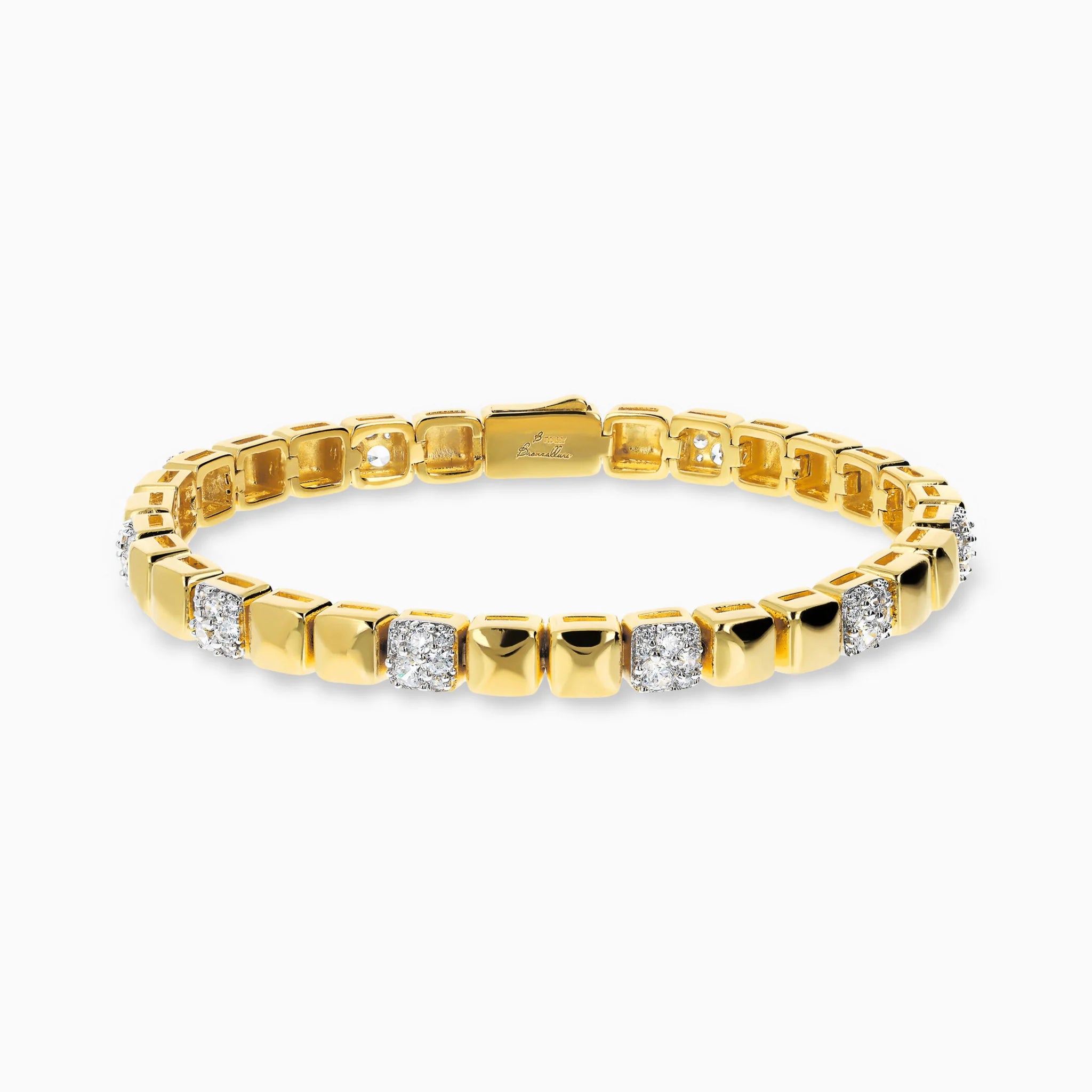 Bracciale Eternity con Elementi Quadrati Lucidi e in Pavé di Cubic Zirconia