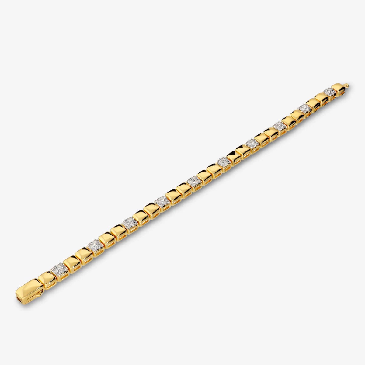 Bracciale Eternity con Elementi Quadrati Lucidi e in Pavé di Cubic Zirconia