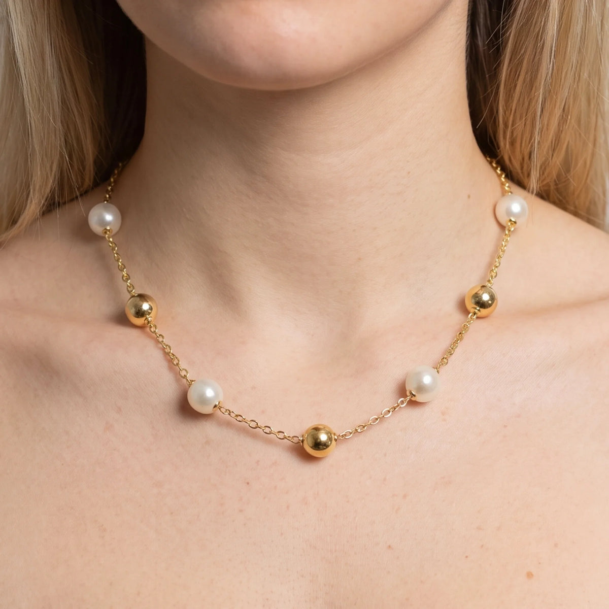 Collana Girocollo con Beads Lucide e Perle d'Acqua Dolce Ø12/13 mm
