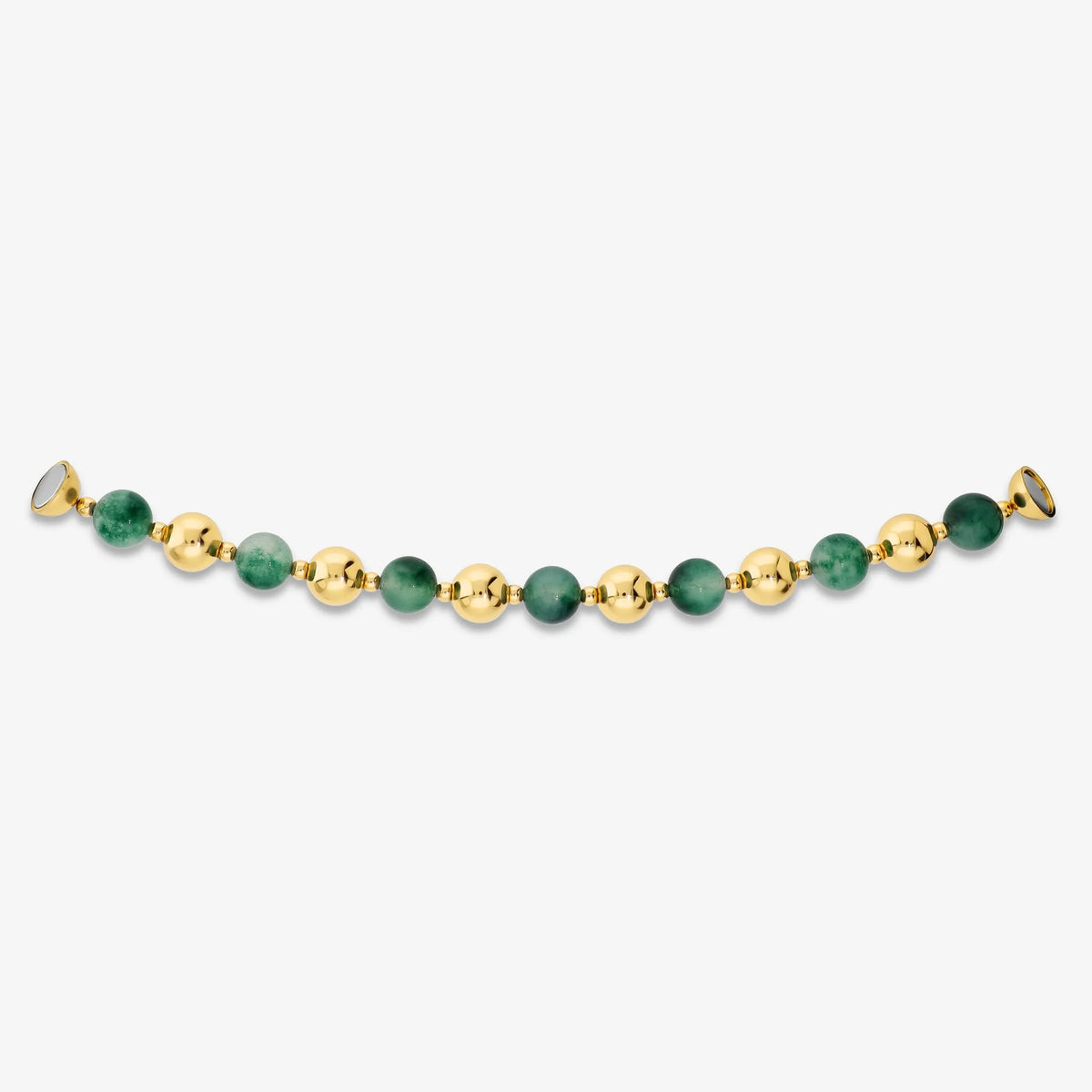 Bracciale con Bead Lucide e Pietre Naturali di Agata Verde placcato Oro Giallo 18kt