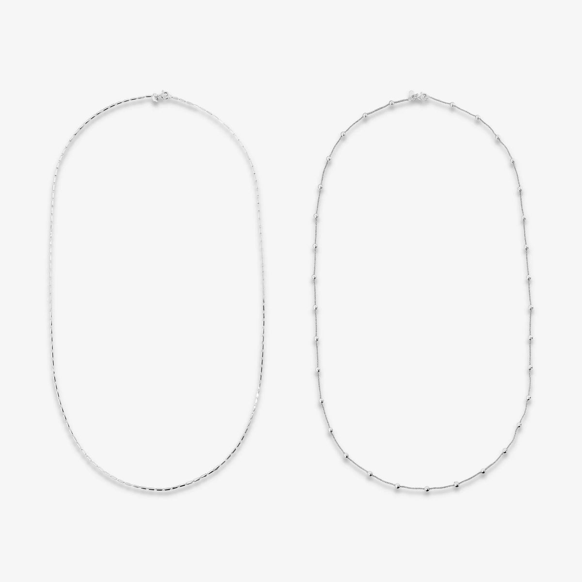 Set di Due Collane Lunghe in Argento 925 placcato Platino