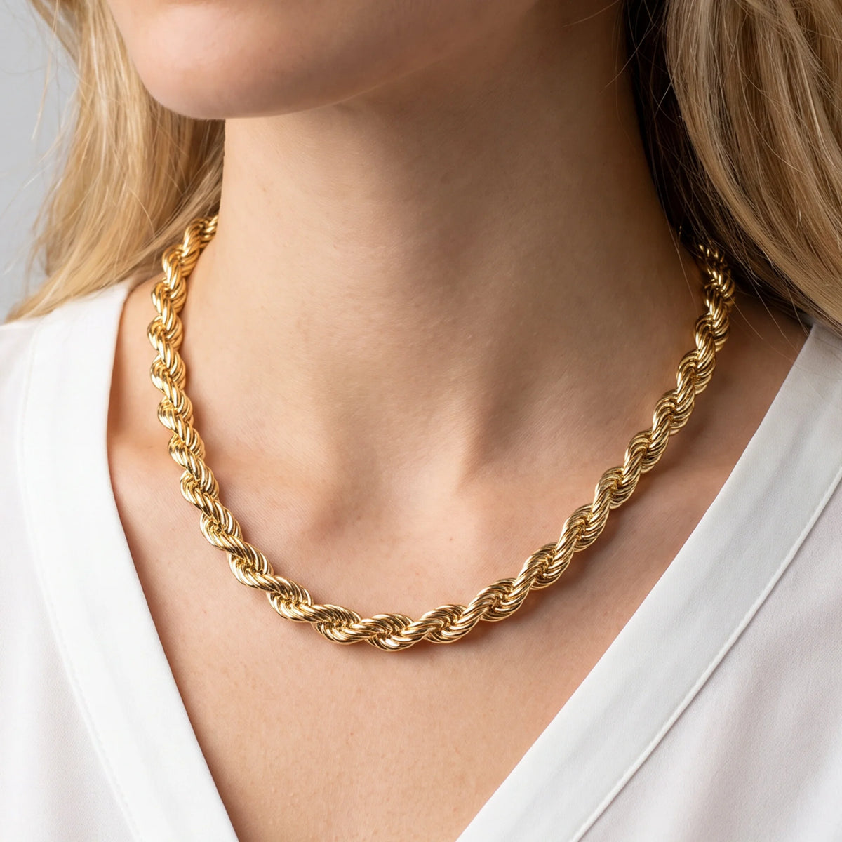 Collana Maglia Corda placcata Oro Giallo 18Kt