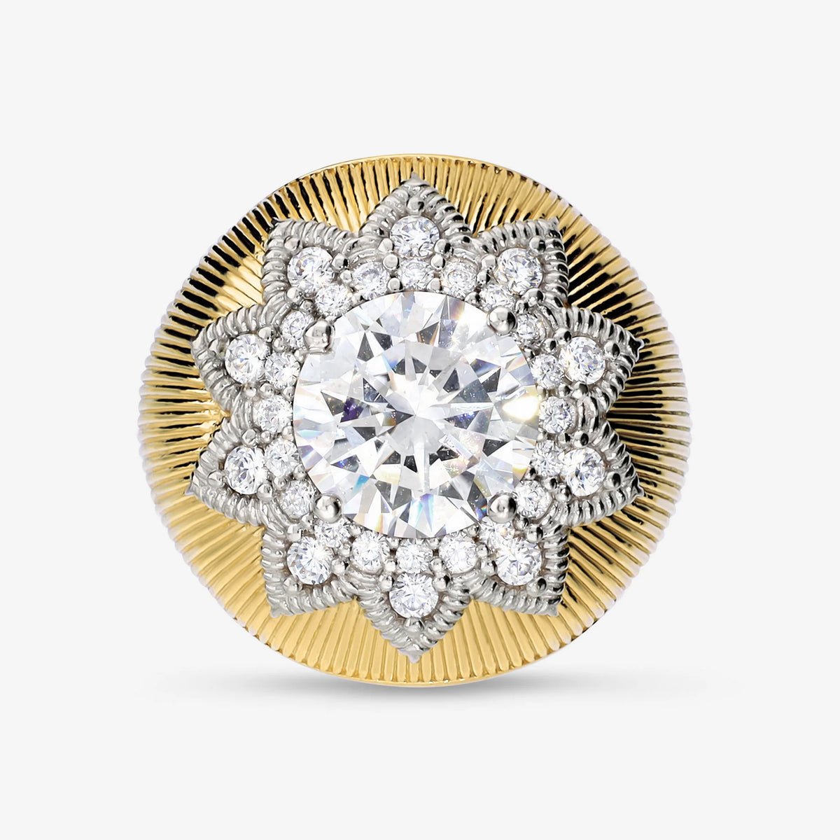 Anello Cocktail in Argento 925 Bicolore con Topazi Bianchi