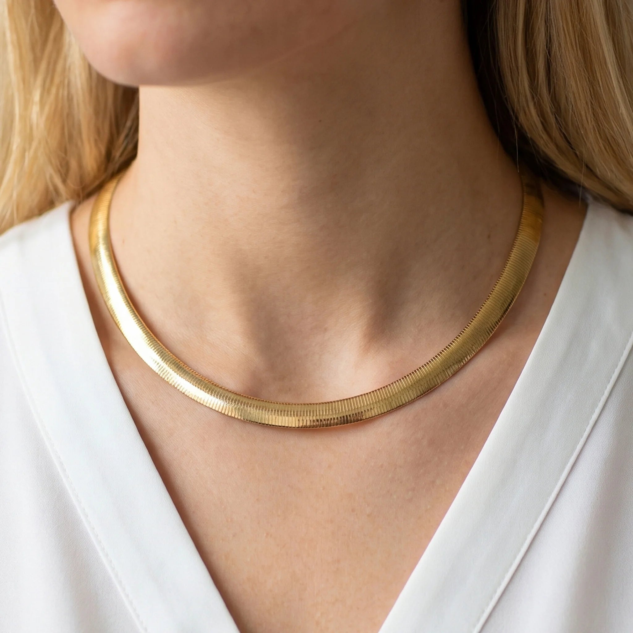 Collana Girocollo Maglia Omega placcata Oro Giallo 18Kt