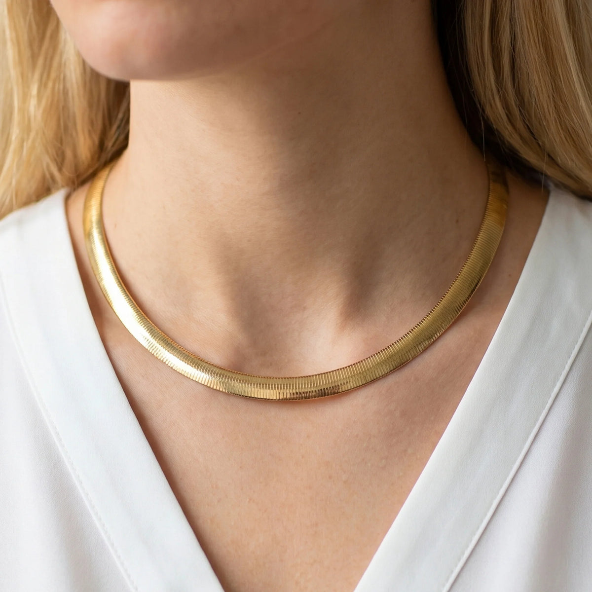 Collana Girocollo Maglia Omega placcata Oro Giallo 18Kt
