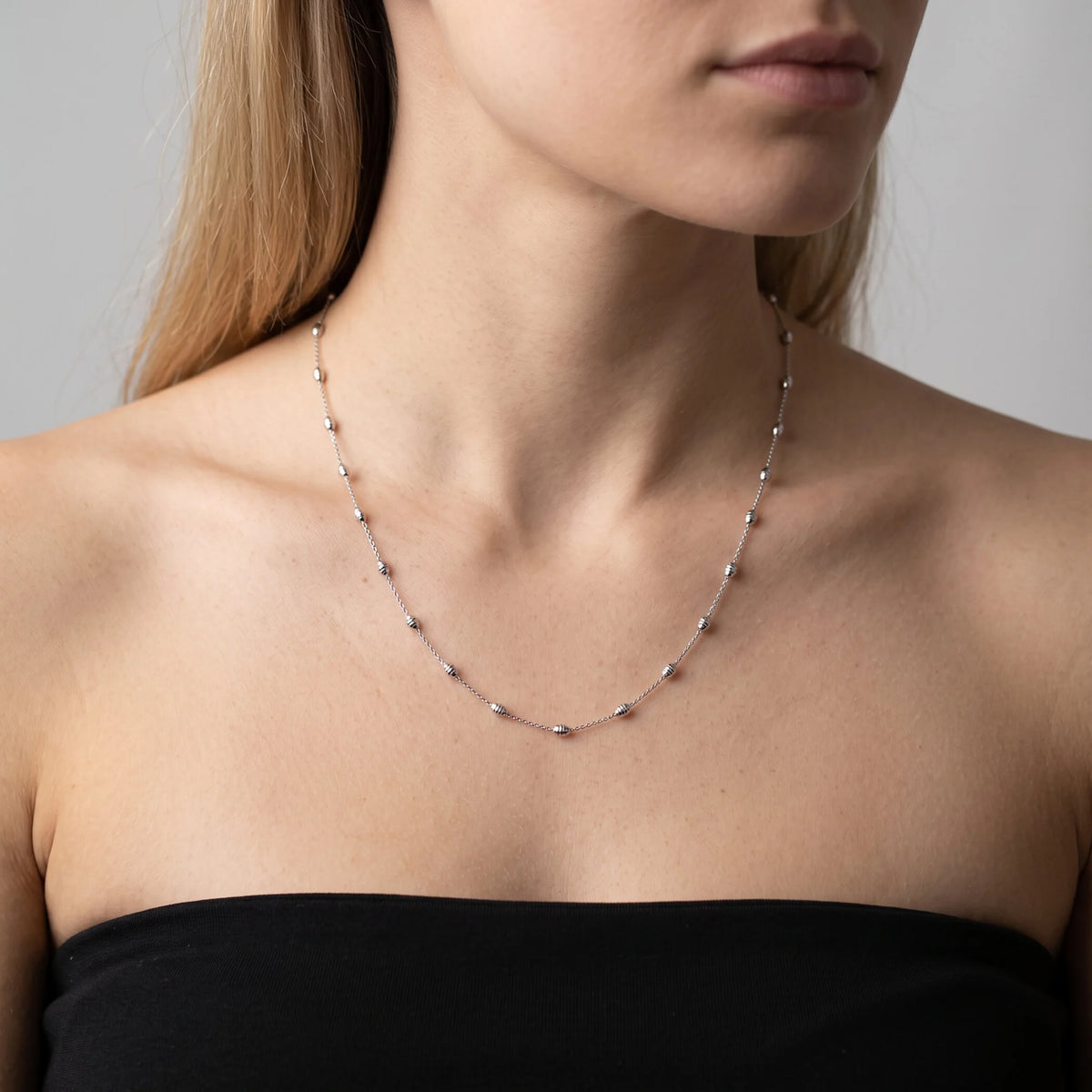 Collana con Pepite Diamantate in Argento 925 placcato Platino