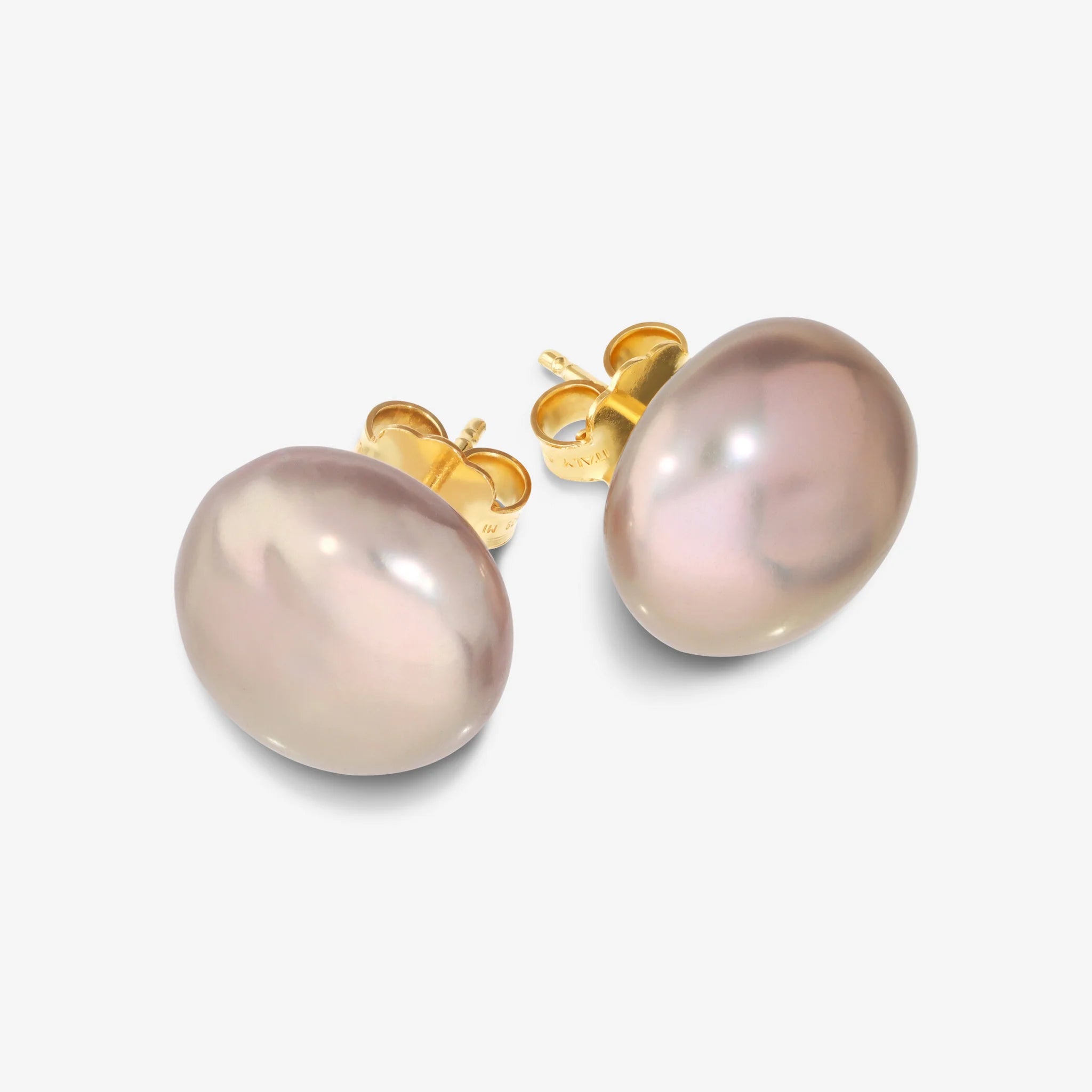 Orecchini a Bottone in Argento 925 placcato Oro 18Kt con Perle Coin d'Acqua Dolce Ø 13/14 mm