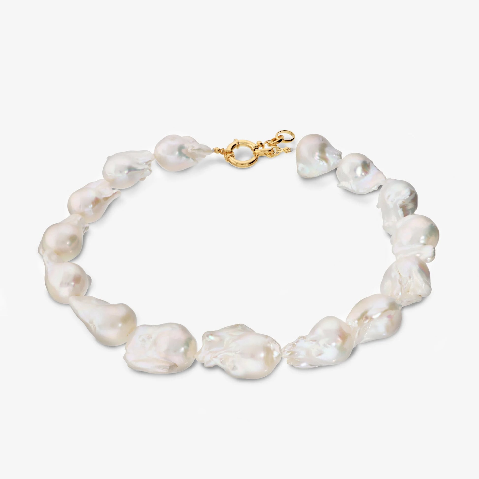 Collana Girocollo in Argento 925 placcato Oro Giallo 18Kt con Maxi Perle Scaramazze Bianche d'Acqua Dolce Ø 20 mm