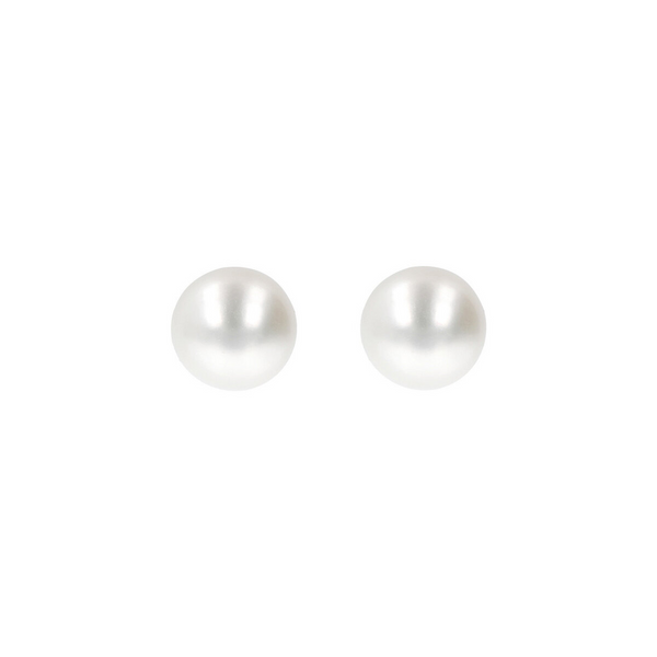 Earrings with White Freshwater Pearl Buttons Ø 6/6.5 mm in 18Kt White Gold Plated 925 Silver