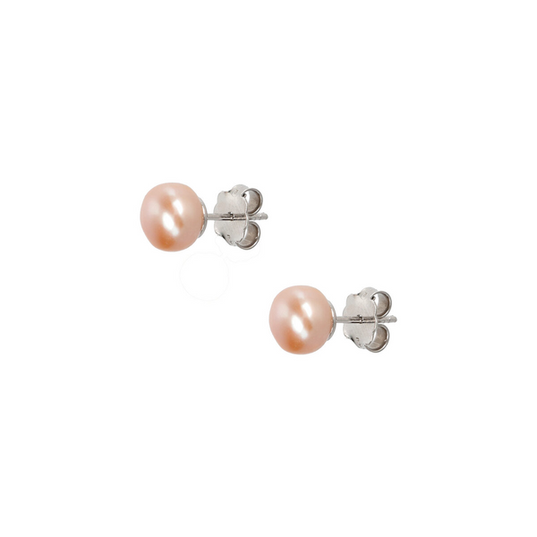 Earrings with Multicolor Freshwater Pearl Buttons Ø 7/7.5 mm Silver 925 plated 18Kt white gold