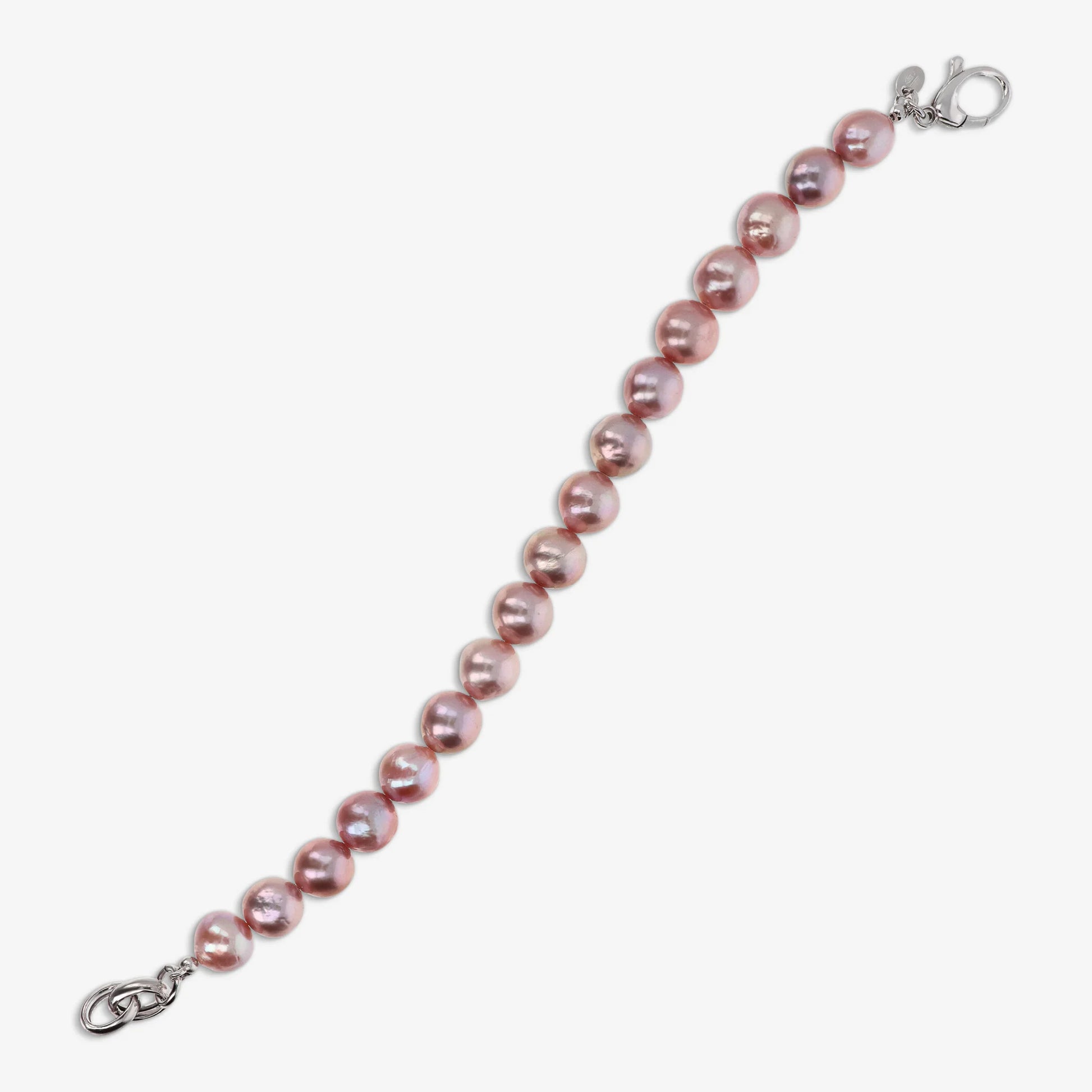 925 Sterling Silver 18Kt White Gold Plated Bracelet with Ming Freshwater Mallow Beads Ø 9/10 mm