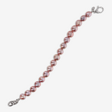 Bracciale in Argento 925 placcato Oro Bianco 18Kt con Perle Ming Malva d'Acqua Dolce Ø 9/10 mm