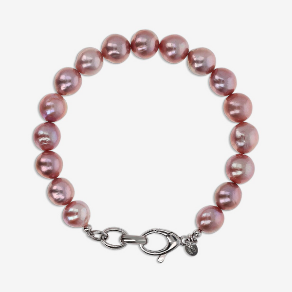 Bracelet with Multicolor Ming Freshwater Pearls Ø 9/10 mm in 18Kt White Gold Plated 925 Silver