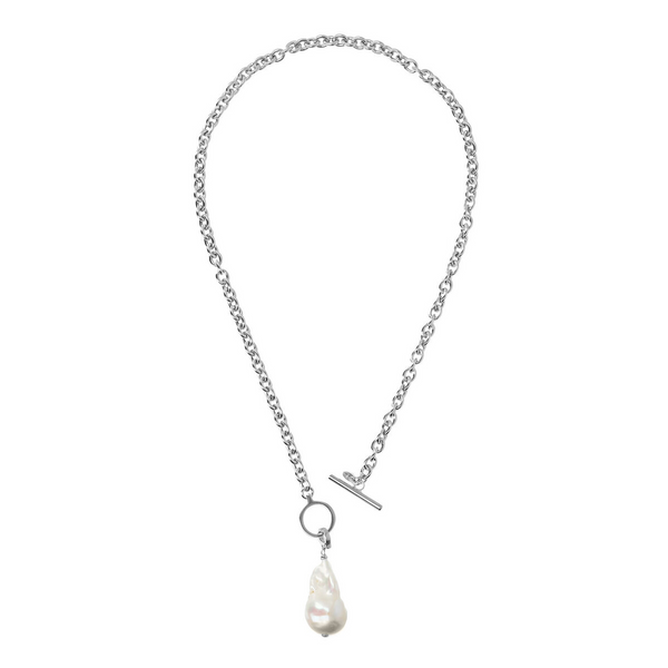 Collier ras du cou et pendentif Rolo Chain avec perle Scaramazza d’eau douce blanche