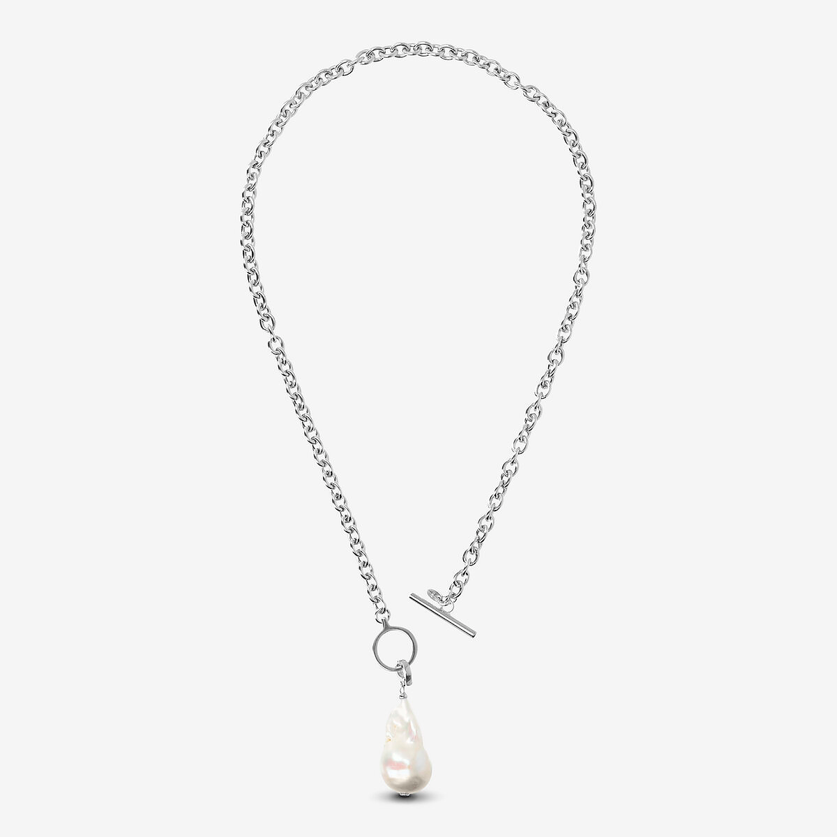 Collier ras du cou et pendentif Rolo Chain avec perle Scaramazza d’eau douce blanche